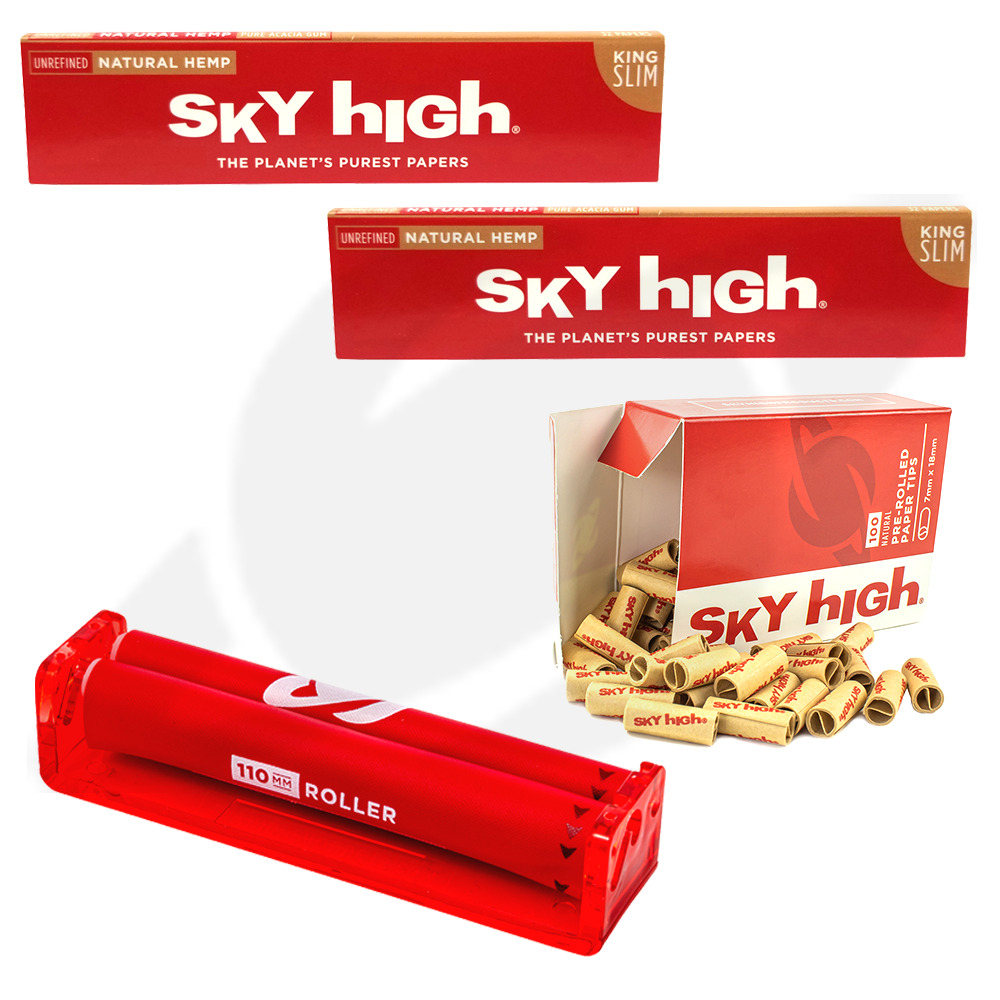 Sky High Papers Tips and Roller Bundle - King Size Natural Papers