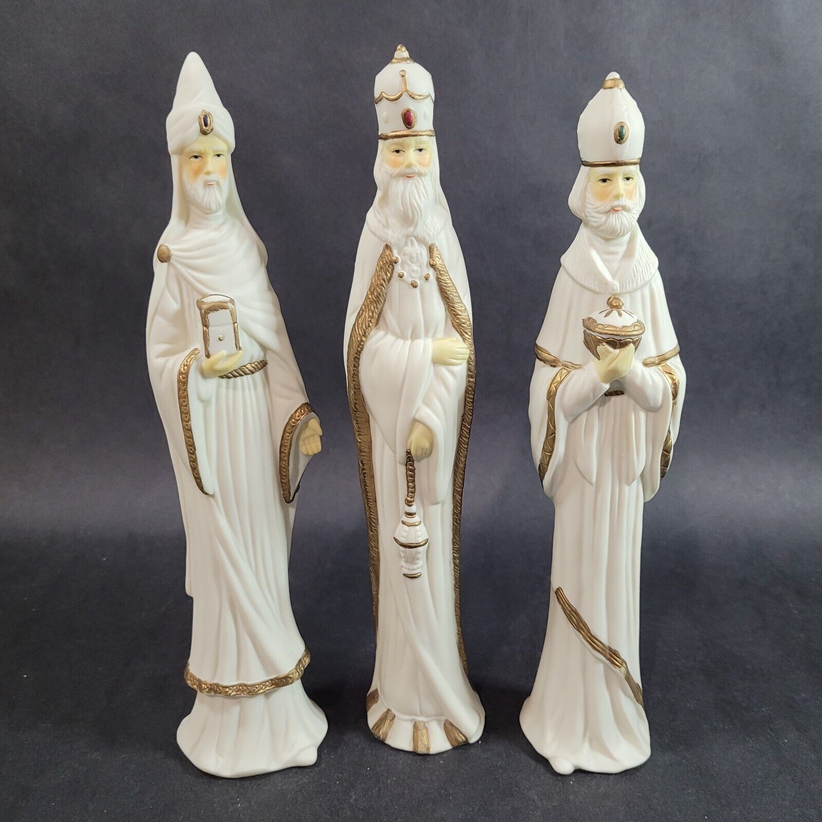 Vintage Nativity Three Wise Men White Thing Porcelain Charlton Cards Wisemen