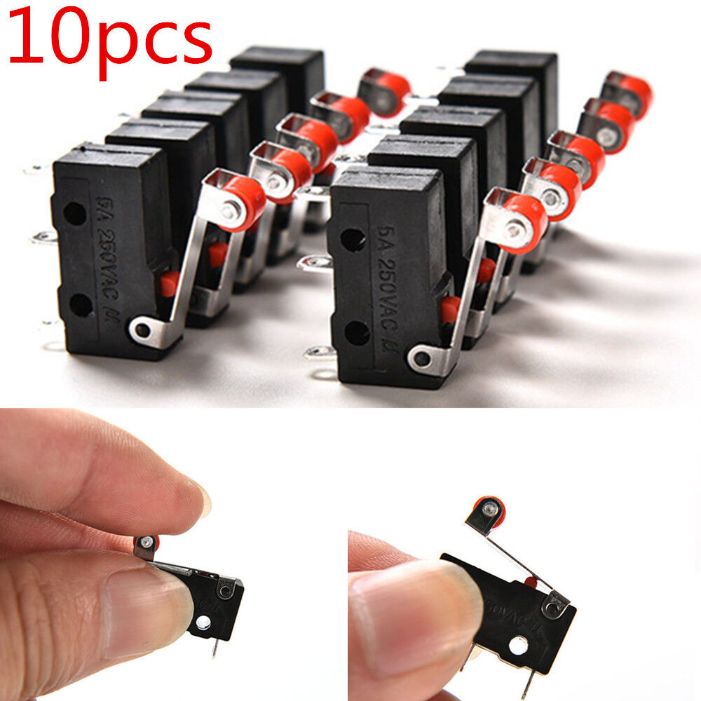 10pcs Micro Roller Lever Arm Open Close Limit Switch Kw12-3 PCB Microswitch Hot
