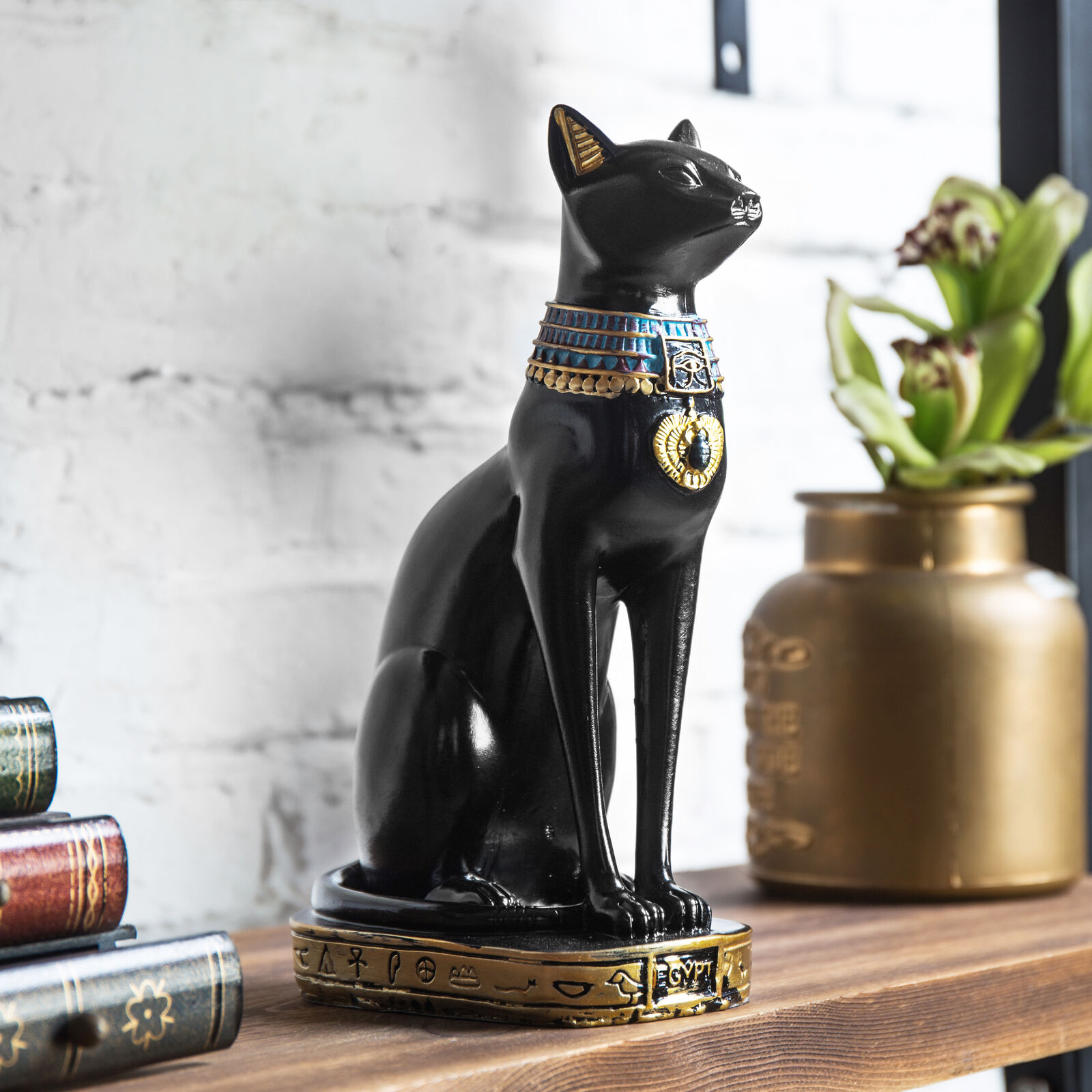 MyGift 9 Inch Resin Egyptian Goddess Black Cat Decorative Statue Figurine