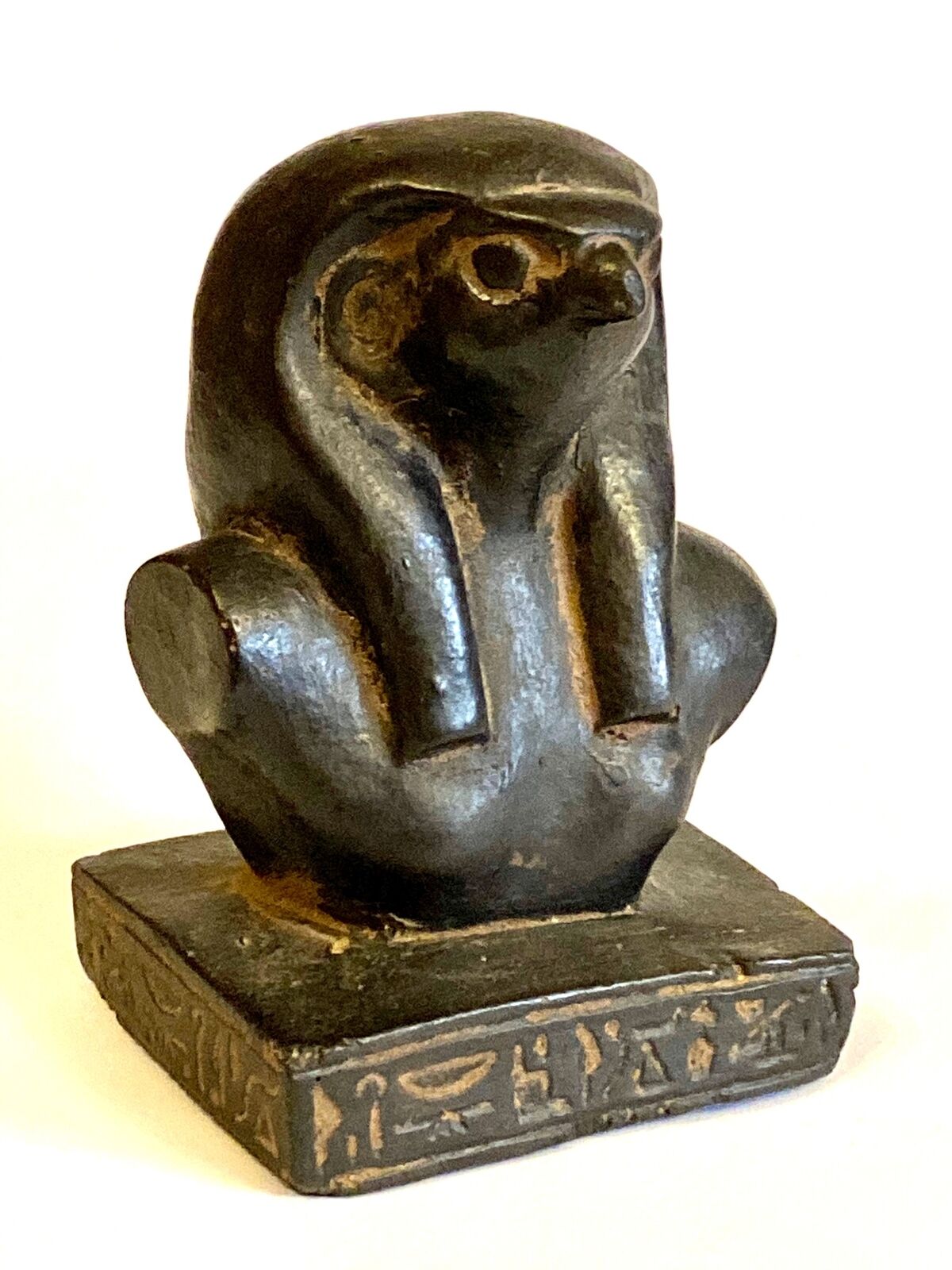 Superb Ancient Egyptian Horus Falcon On Hieroglyphic Base Commemorative Statue