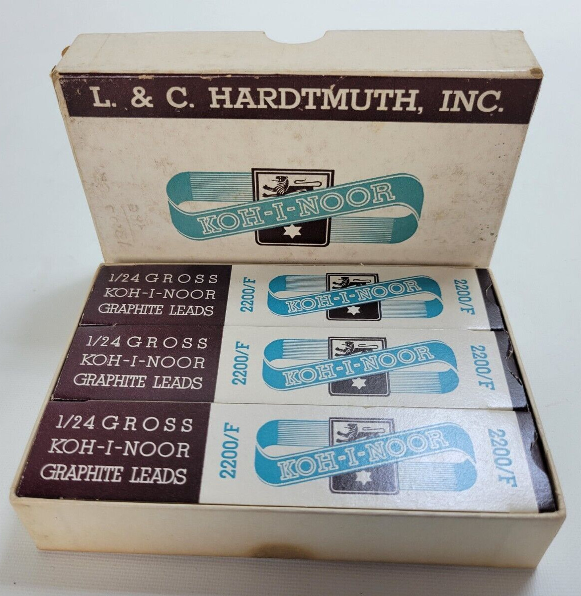 12 Boxes L&C Hardtmuth Koh-I-Noor 2200 F Drawing Leads 1/2 Gr.