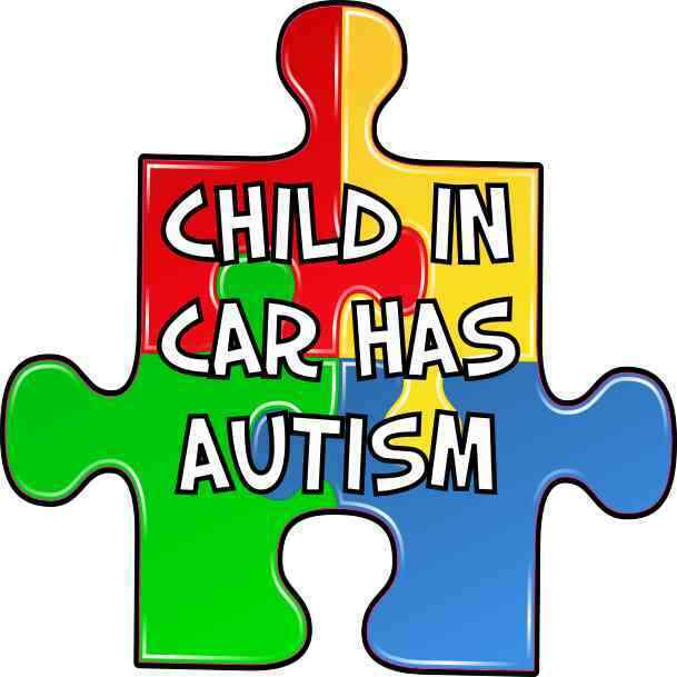 4in x 4in Puzzle Piece Child in Car Has Autism Vinyl Sticker Truck Vehicle Decal