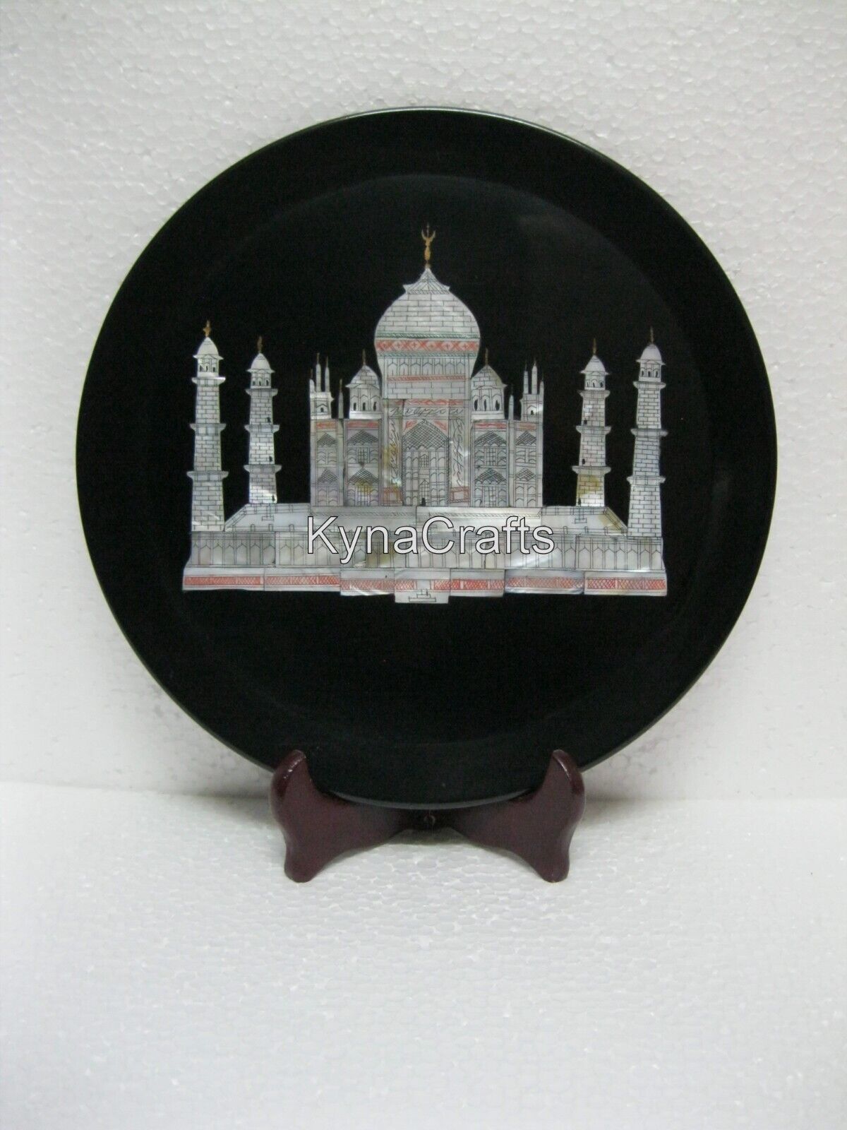 12 Inches Black Marble Decorative Plate MOP Inlay Work Giftable Plate for Diwali
