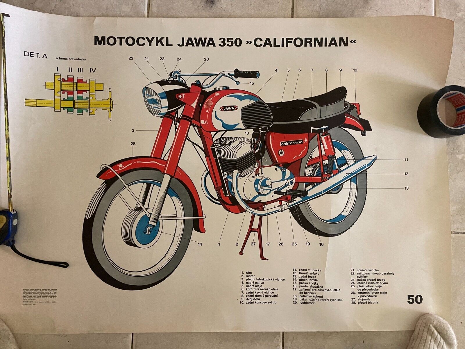 Original school chart  of  Jawa Californian 350 - 1974