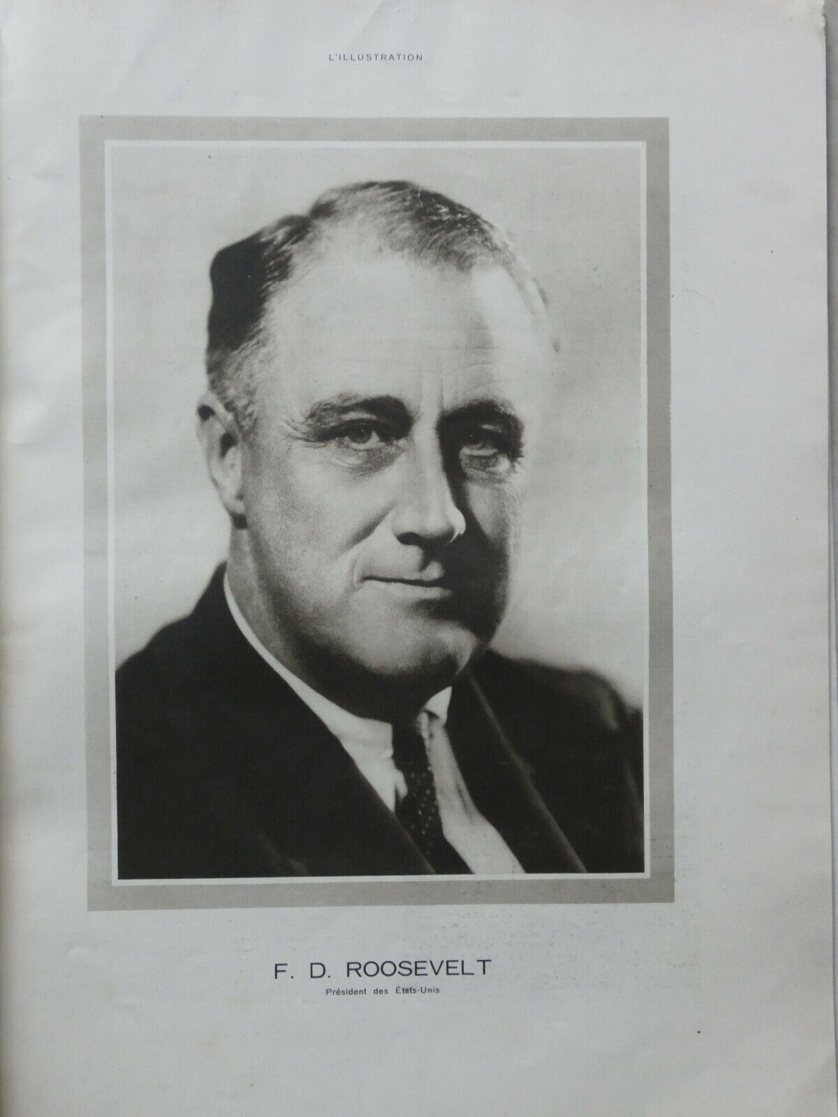 ORIGINAL PRESS ARTICLE FROM 1937 Portrait F.D. ROOSEVELT President of the U.S.A