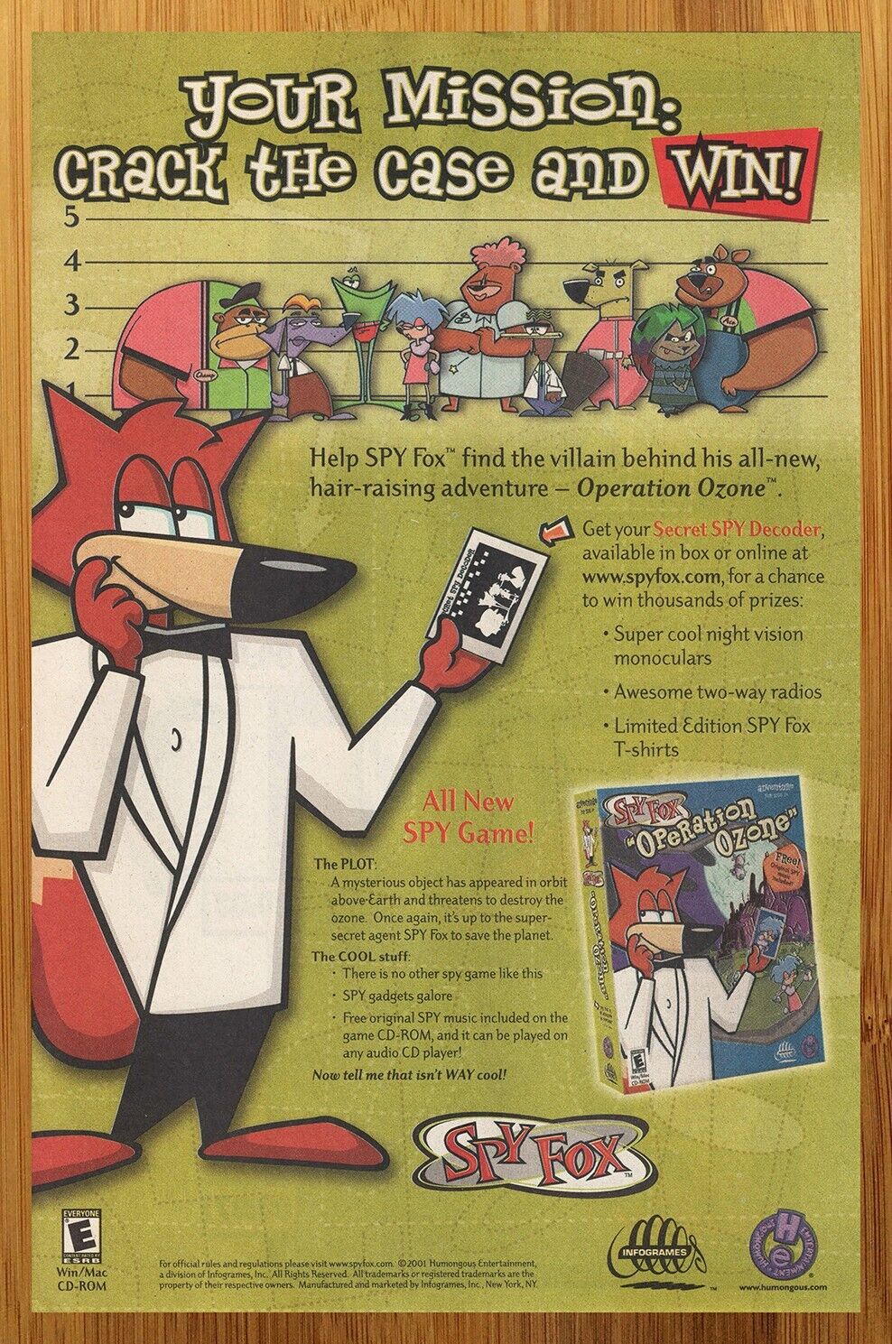 2001 Spy Fox Operation Ozone PC Print Ad/Poster Retro CD-ROM Game Promo Art 00s