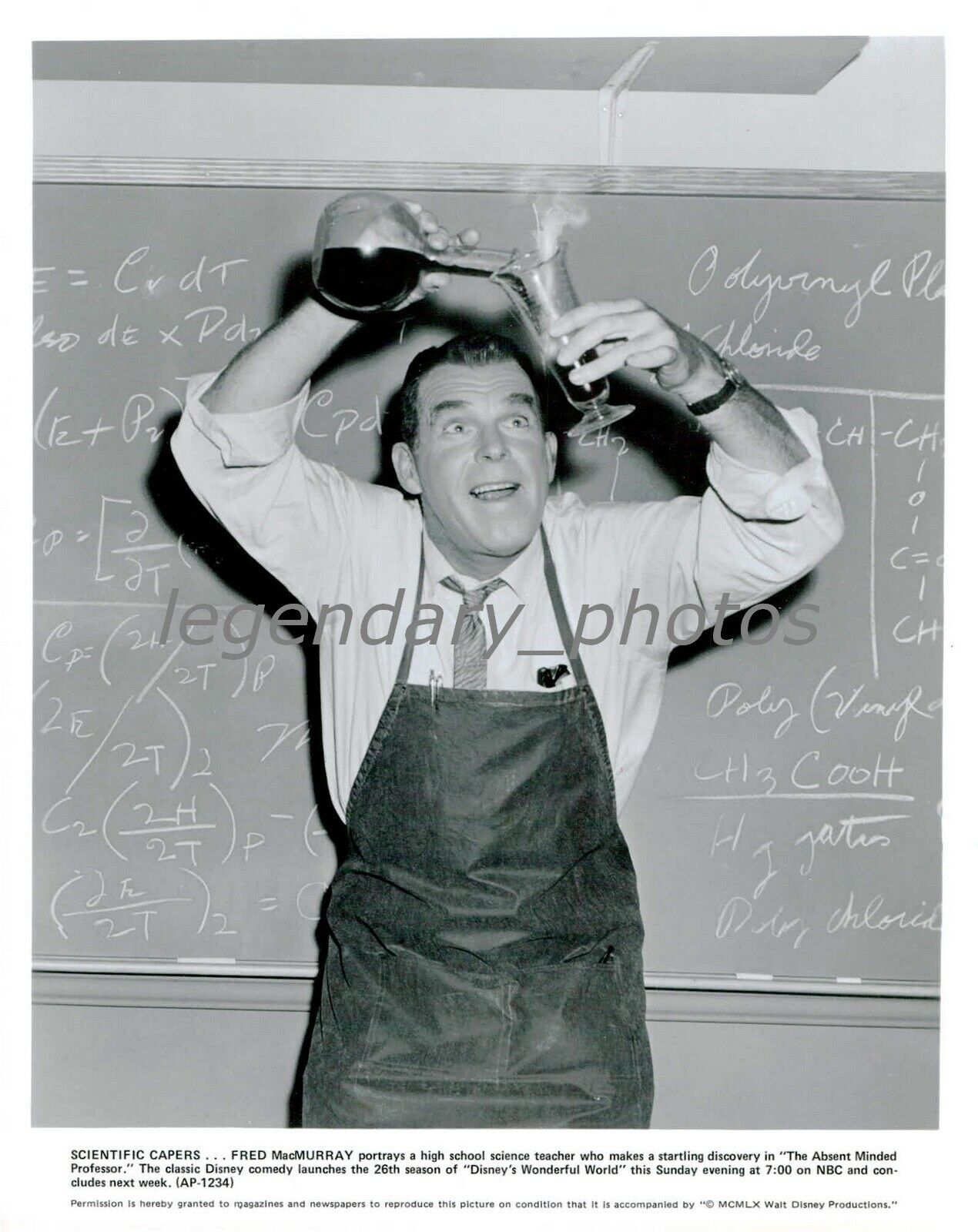 1960 Actor Fred MacMurray as Science Teacher Original News Service Photo