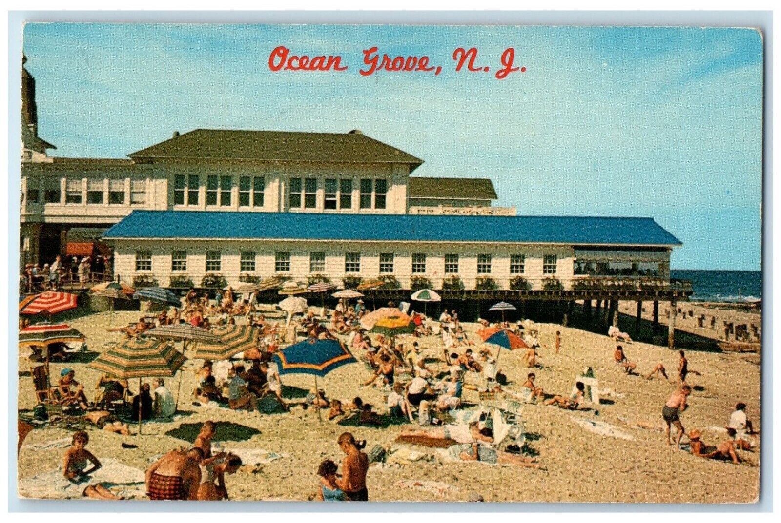 1964 Beach Exterior Building Swimsuit Ocean Grove New Jersey NJ Vintage Postcard