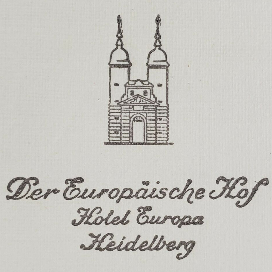 Hotel Europa Heidelberg German Stationary Letterhead 1965 Europäischer Hof V10