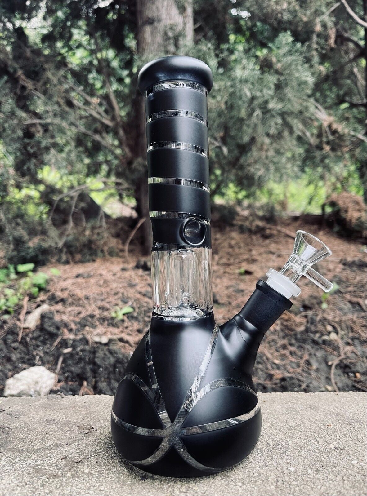 9''Hookah Glass Water  Bong Thick Bubbler Percolator Beaker Black with 14mm Bowl