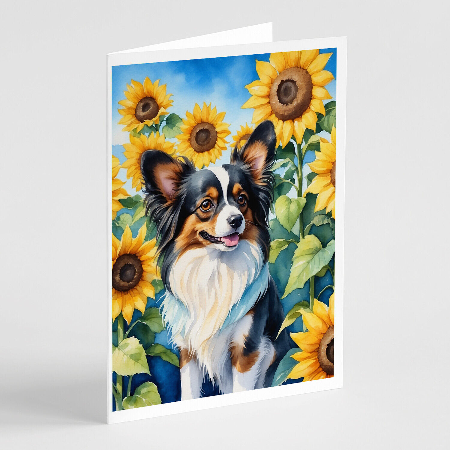 Papillon in Sunflowers Greeting Cards and Envelopes Pack of 8 DAC6131GCA7P