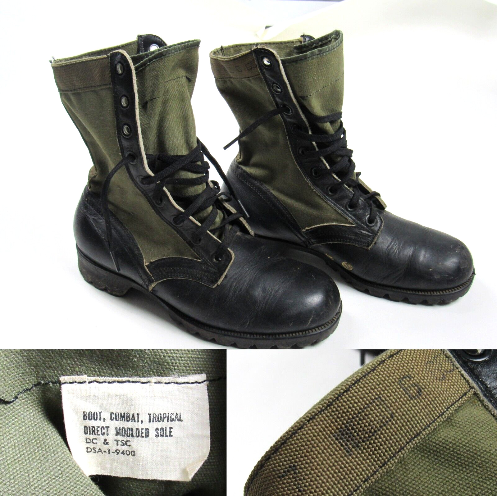 Vtg 1965 US Army 2nd Pattern Combat Tropical 7 W Jungle Boots 60s ARVN Advisor
