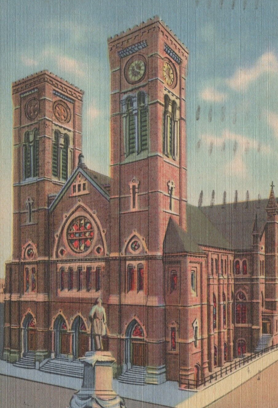 Cathedral of St. Peter & Paul in Providence Rhode Island Linen Vintage Post Card
