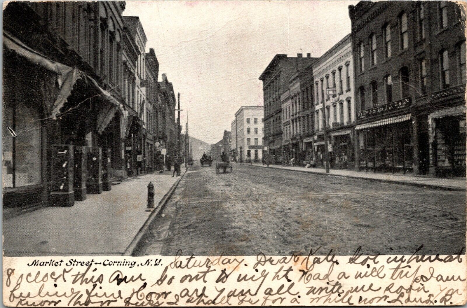 Postcard Market St Corning NY 1907
