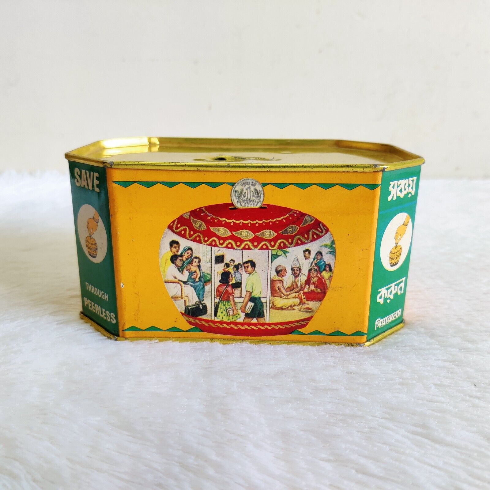 1950s Vintage The Peerless General Finance Advertising Tin Coin Box TB237