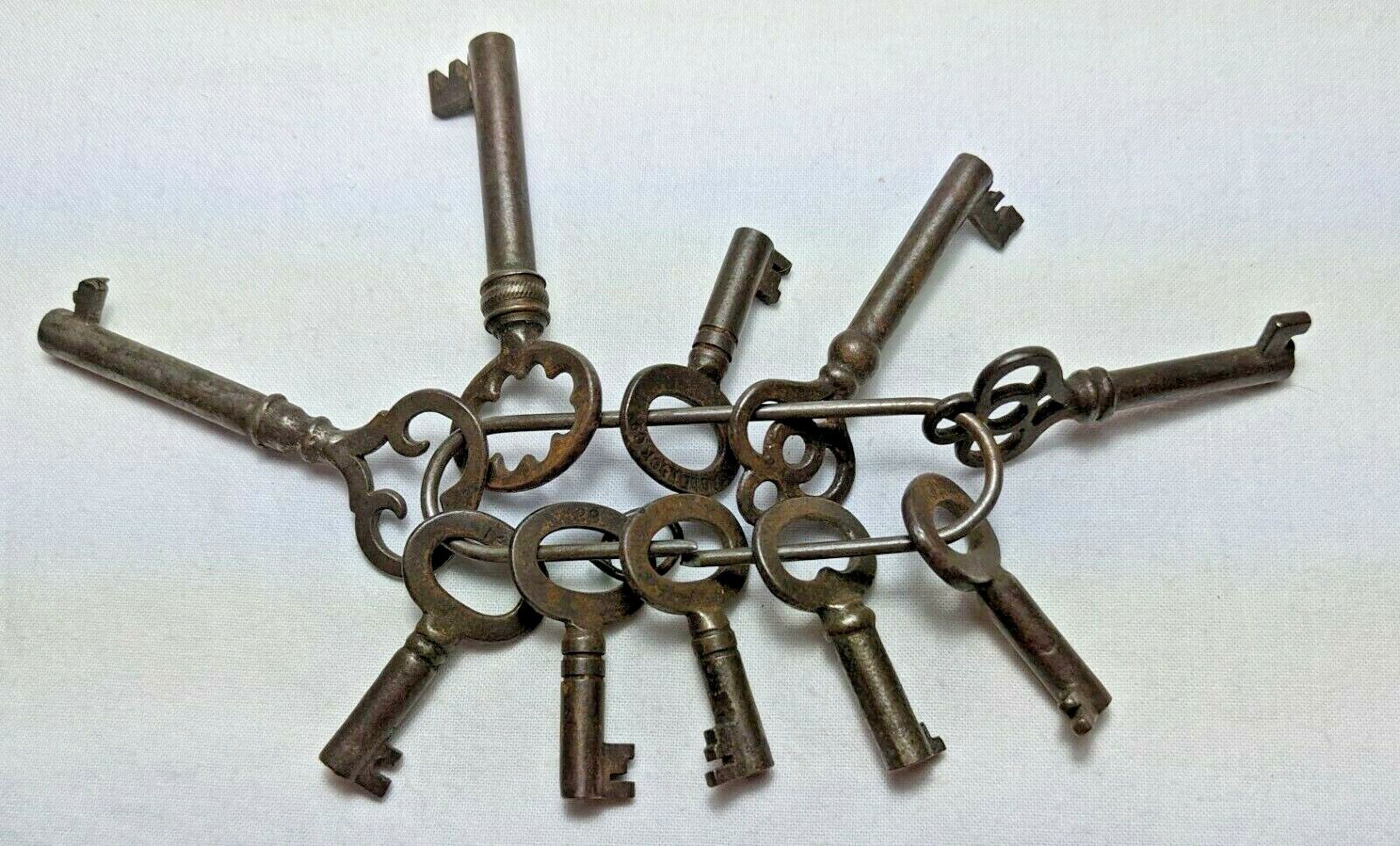 Antique/Vintage Open End Hollow Barrel Skeleton Keys Various Sizes Eagle Lock Co