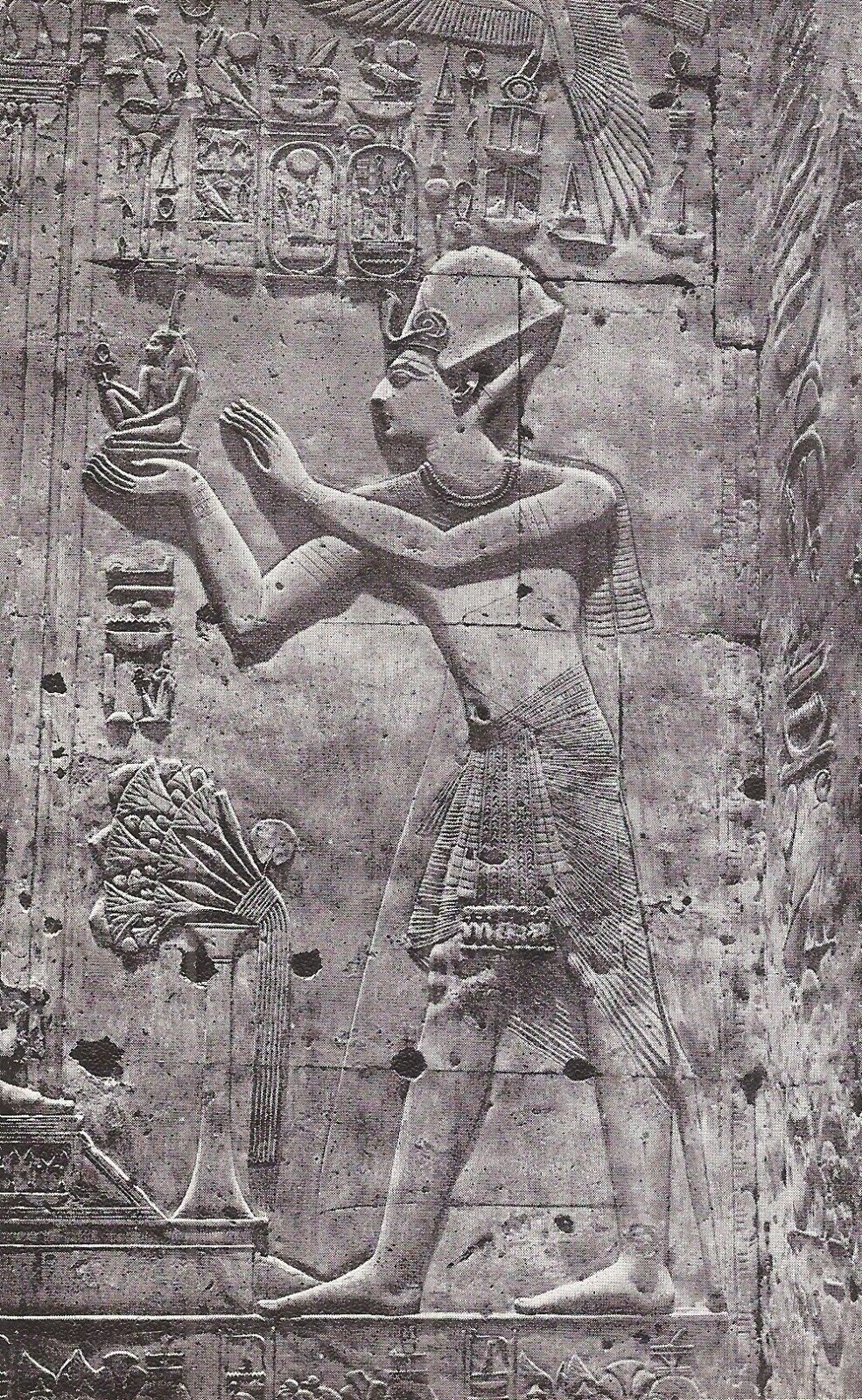 Abydos, EGYPT - Relief: Seti I Offering Flowers & Sign of Truth to God Osiris
