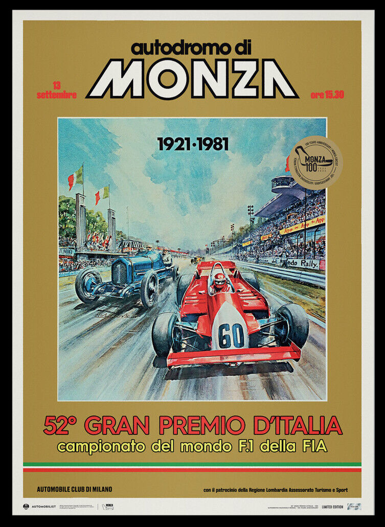 1981 52nd Italian Grand Prix Monza Circuit 100 Year Racing LE200 Poster
