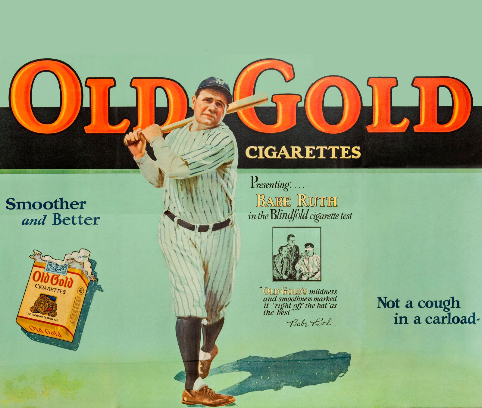 Babe Ruth - 1930’s Old Gold Cigerratte Advertisement Poster -  8x10 Color Photo