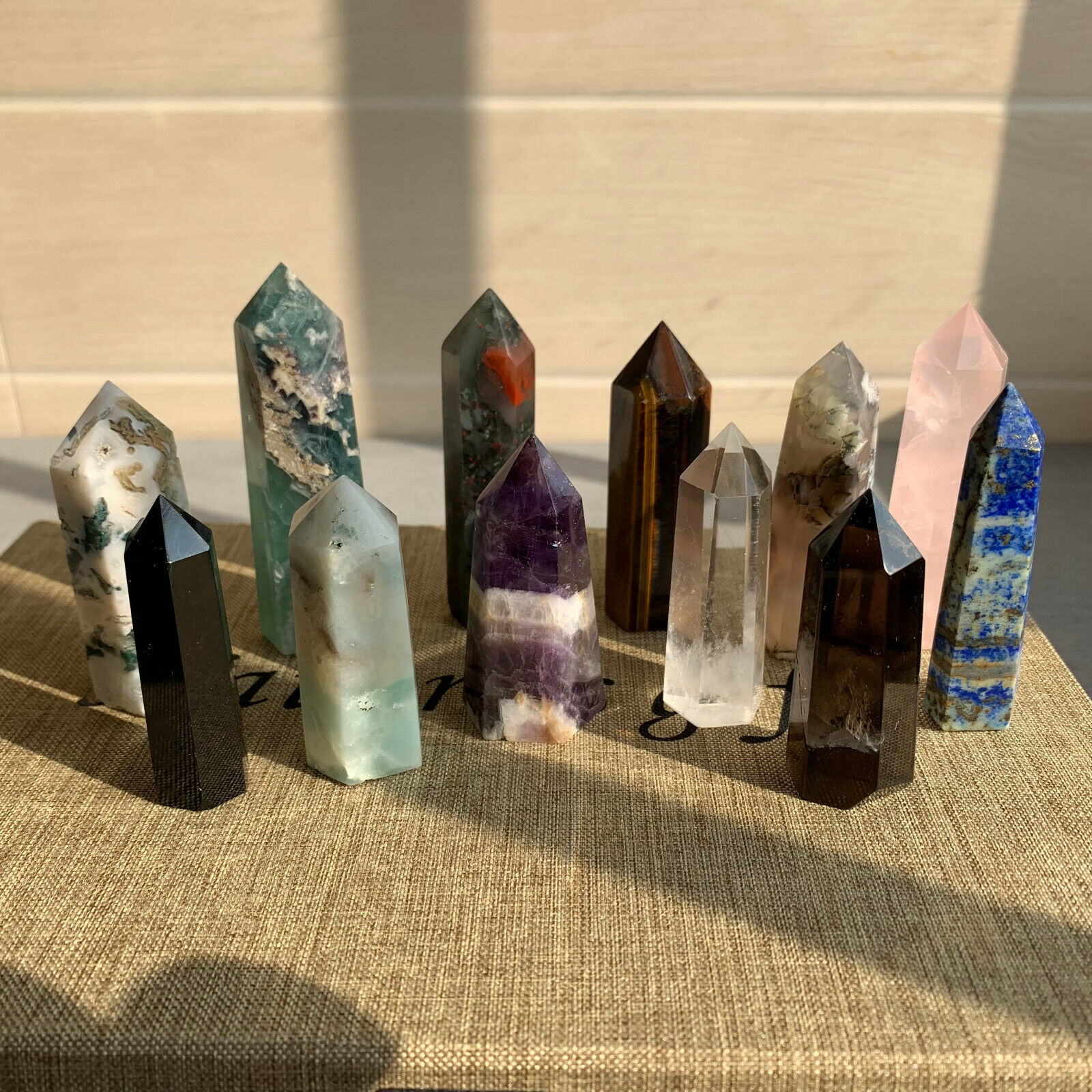 12pcs A lot TOP natural quartz crystal obelisk wand point healing send randomly