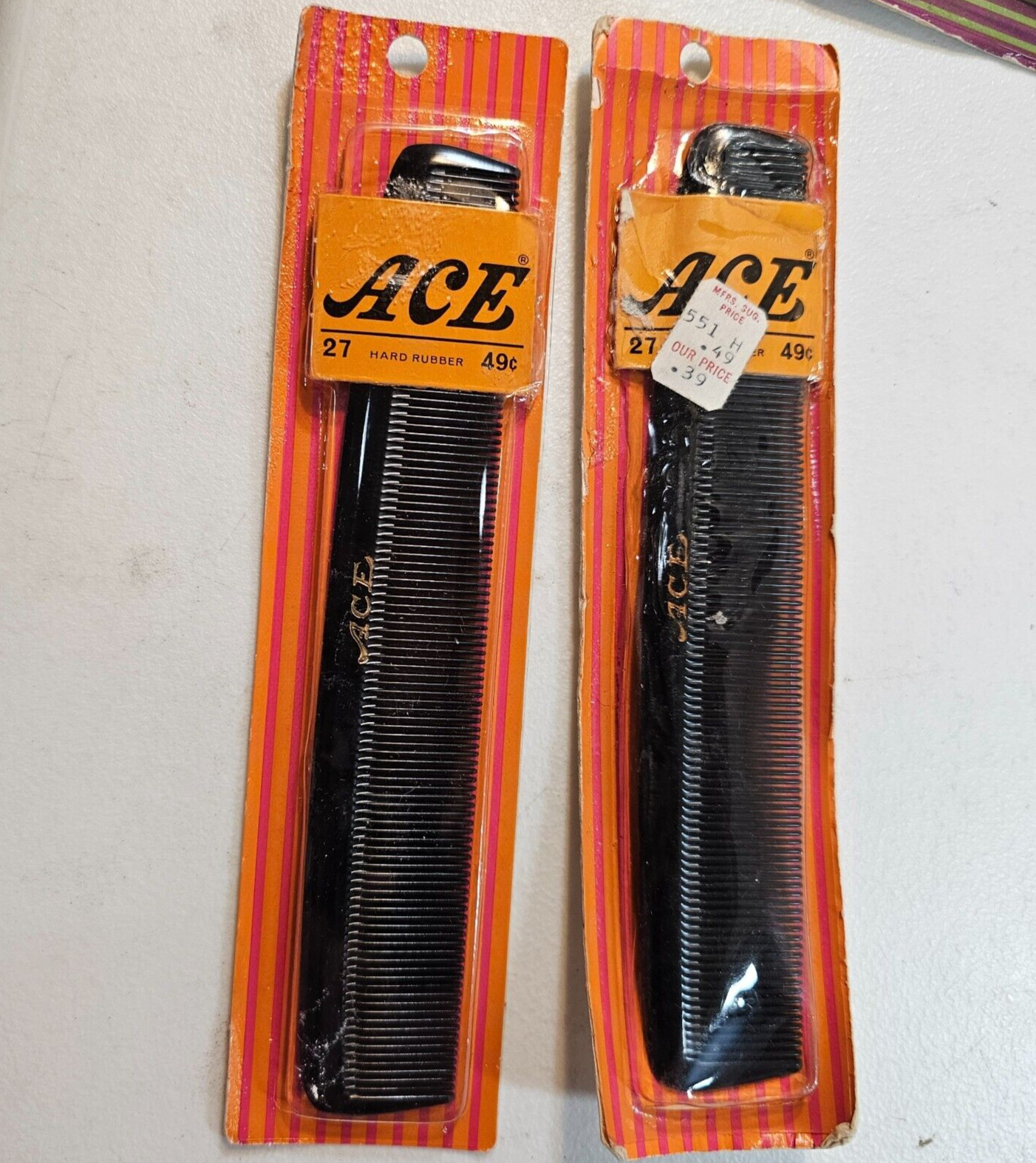 Vintage ACE 7” Hard Rubber Comb #27 Black Durable Heat Resistant Fine