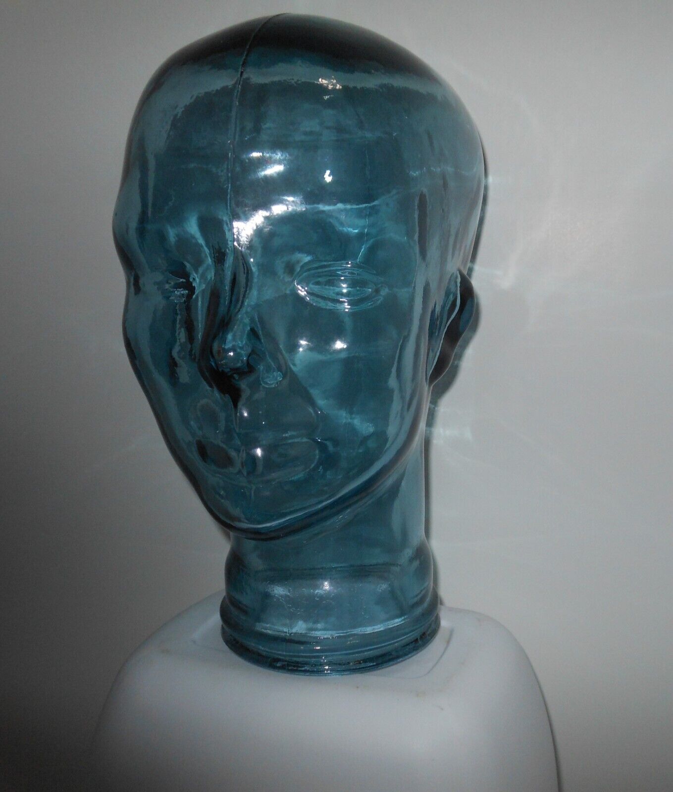 Vintage Clear Glass Mannequin Head *Blue/Green Hue