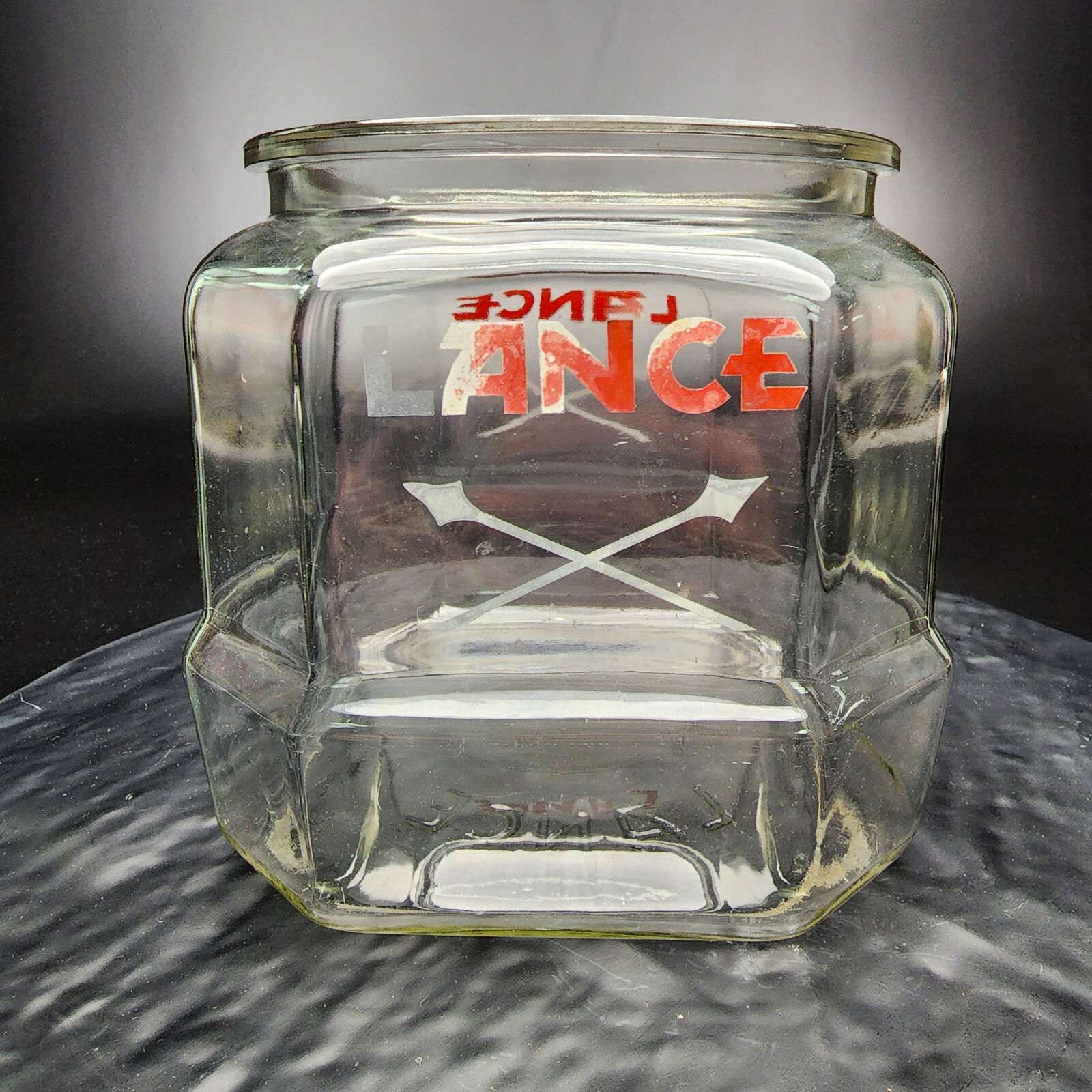 1930s LANCE Crackers Vintage Glass Jar, Counter Top Retail Display, 8