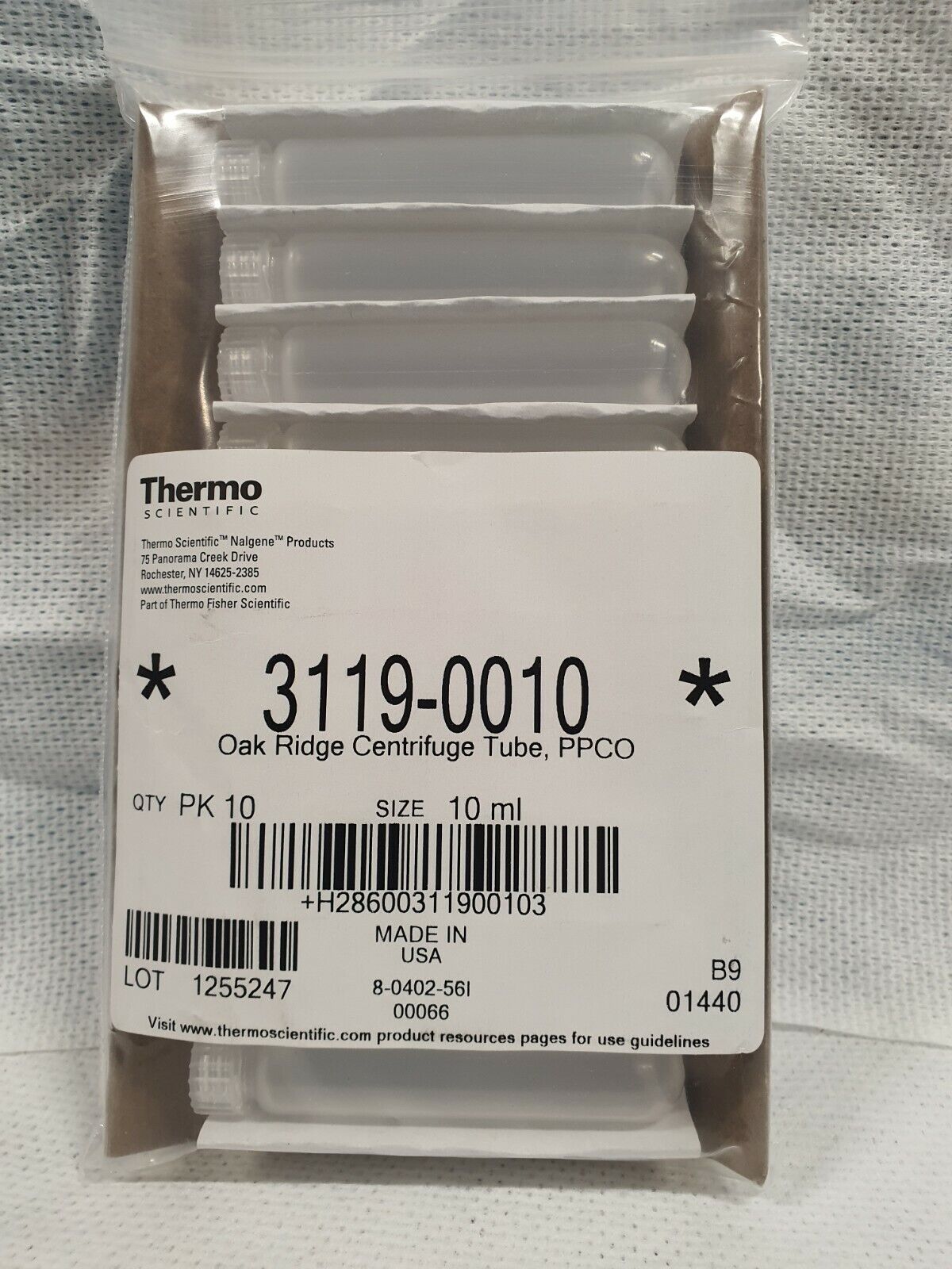 Thermo Scientific Nalgene 3119-0010 Round-bottom tube; 10 mL; PPCO; 10/pk