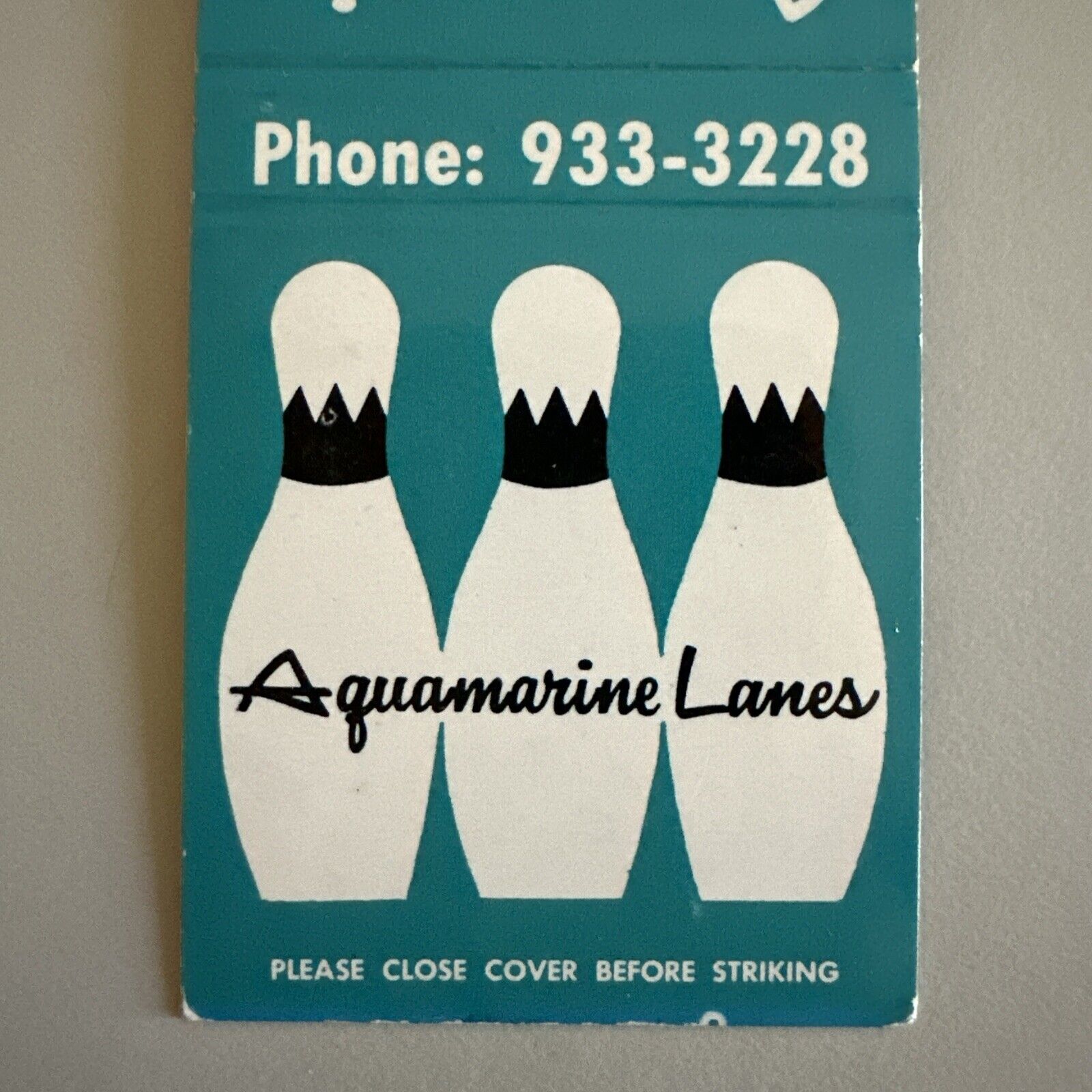 Vintage 1970s Aquamarine Lanes Bowling Alley Avon Lake Ohio Matchbook Cover