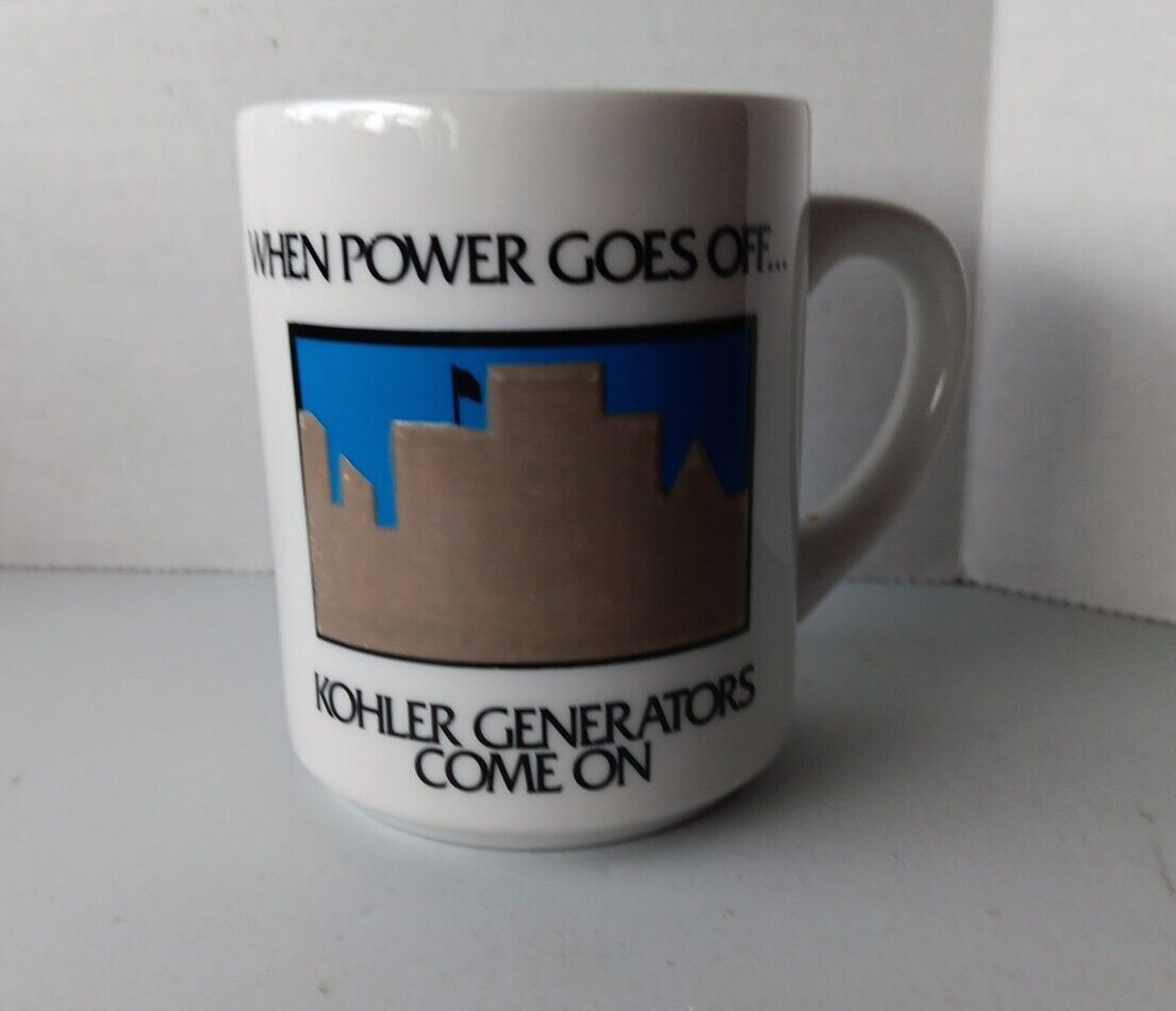 KOHLER COMPANY CERAMIC COFFEE CUP When The Power Goes Off KOHLER Generators Come
