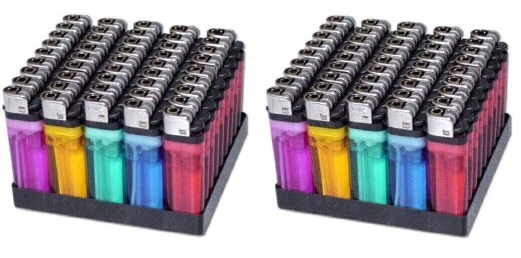 100 Pcs Full Size Disposable Butane Lighter Assorted Colors Wholesale Price