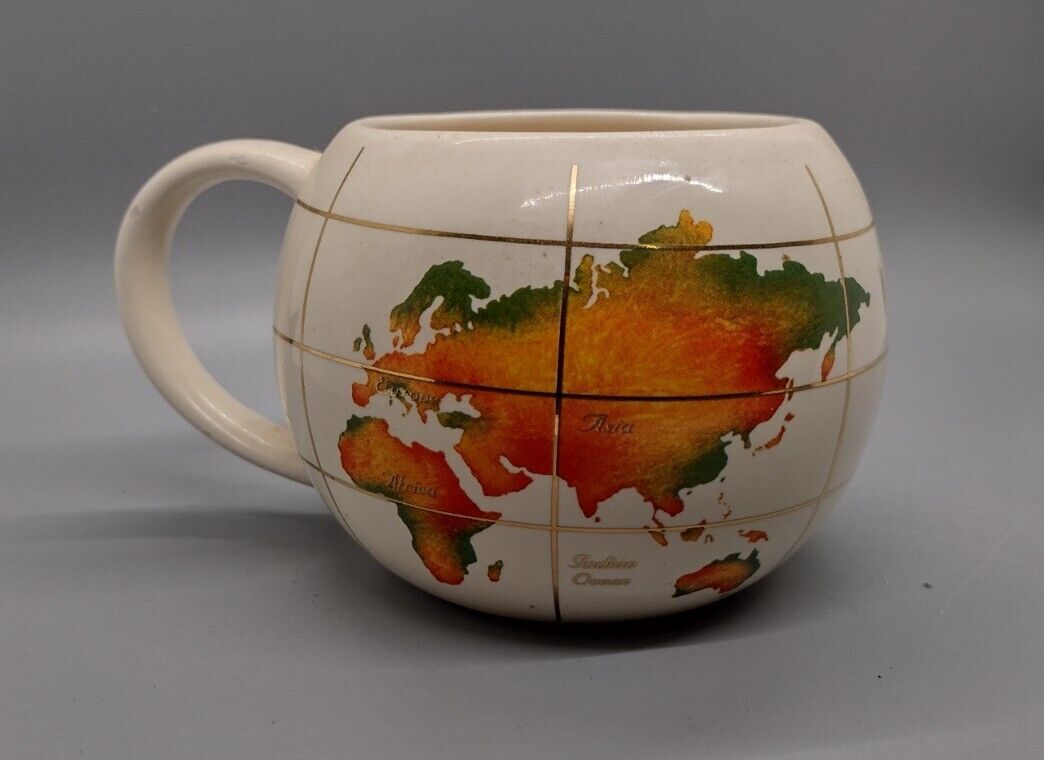 Globe World Earth Heat Map Coffee Mug Tea Cup Warming Climate '93 FTDA Vintage