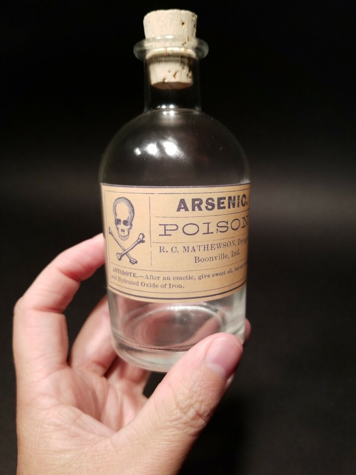 Antique Vintage Style Glass Apothecary Arsenic Poison Bottle