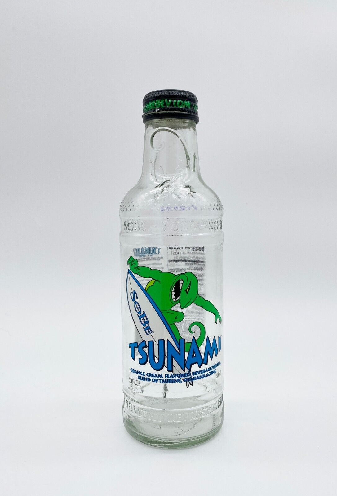 Vintage Bottle: SOBE TSUNAMI | 20 oz empty glass bottle | SoBe Collectibles