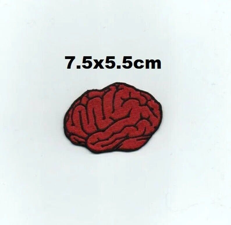 HUMAN BRAIN Red Embroidered Sew / Iron On Patch Badge Fancy Bags Transfer N-596