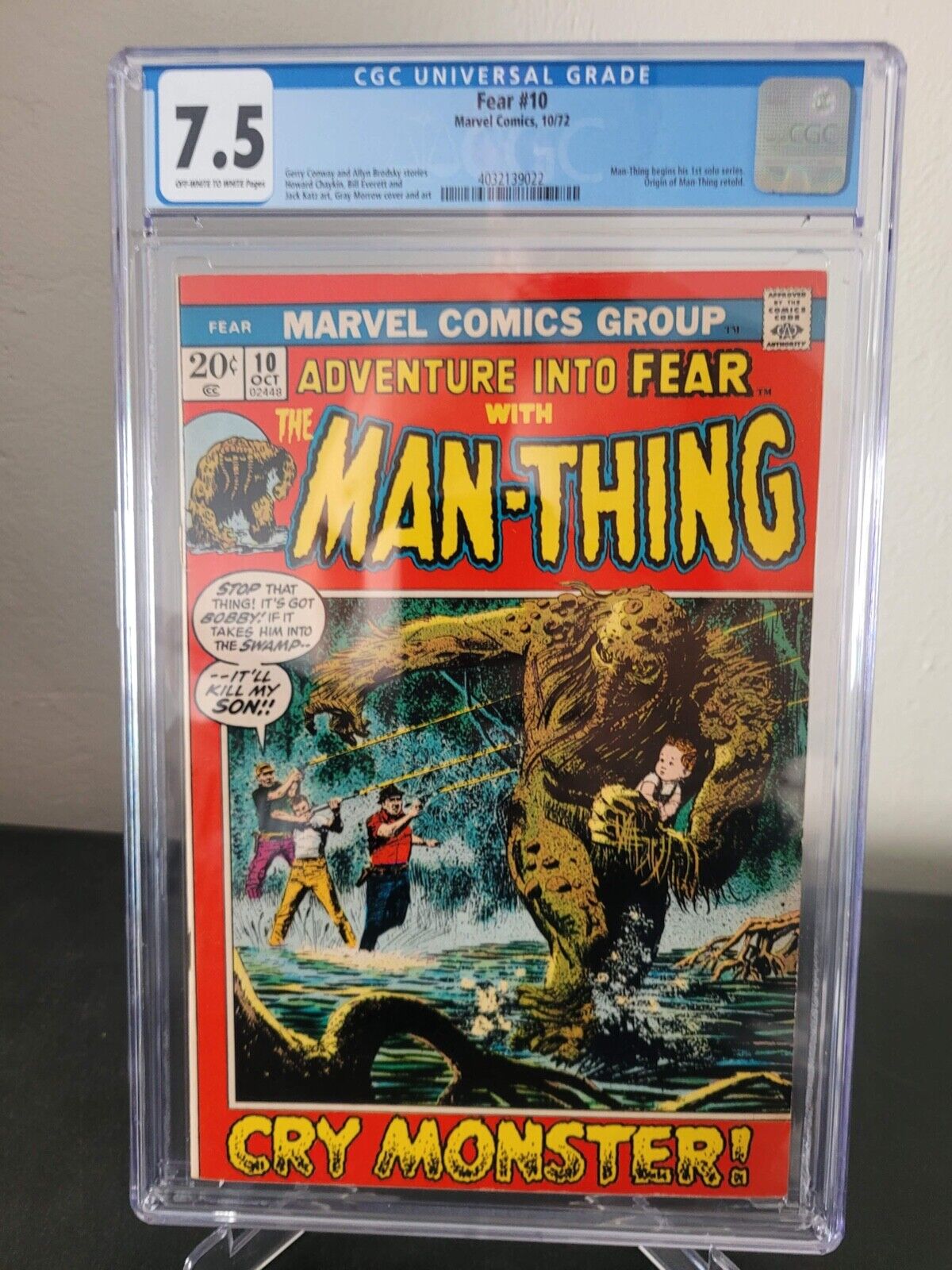 ADVENTURE INTO FEAR #10 CGC 7.5 GRADED 1972 MARVEL 1ST SOLO MAN-THING SERIES