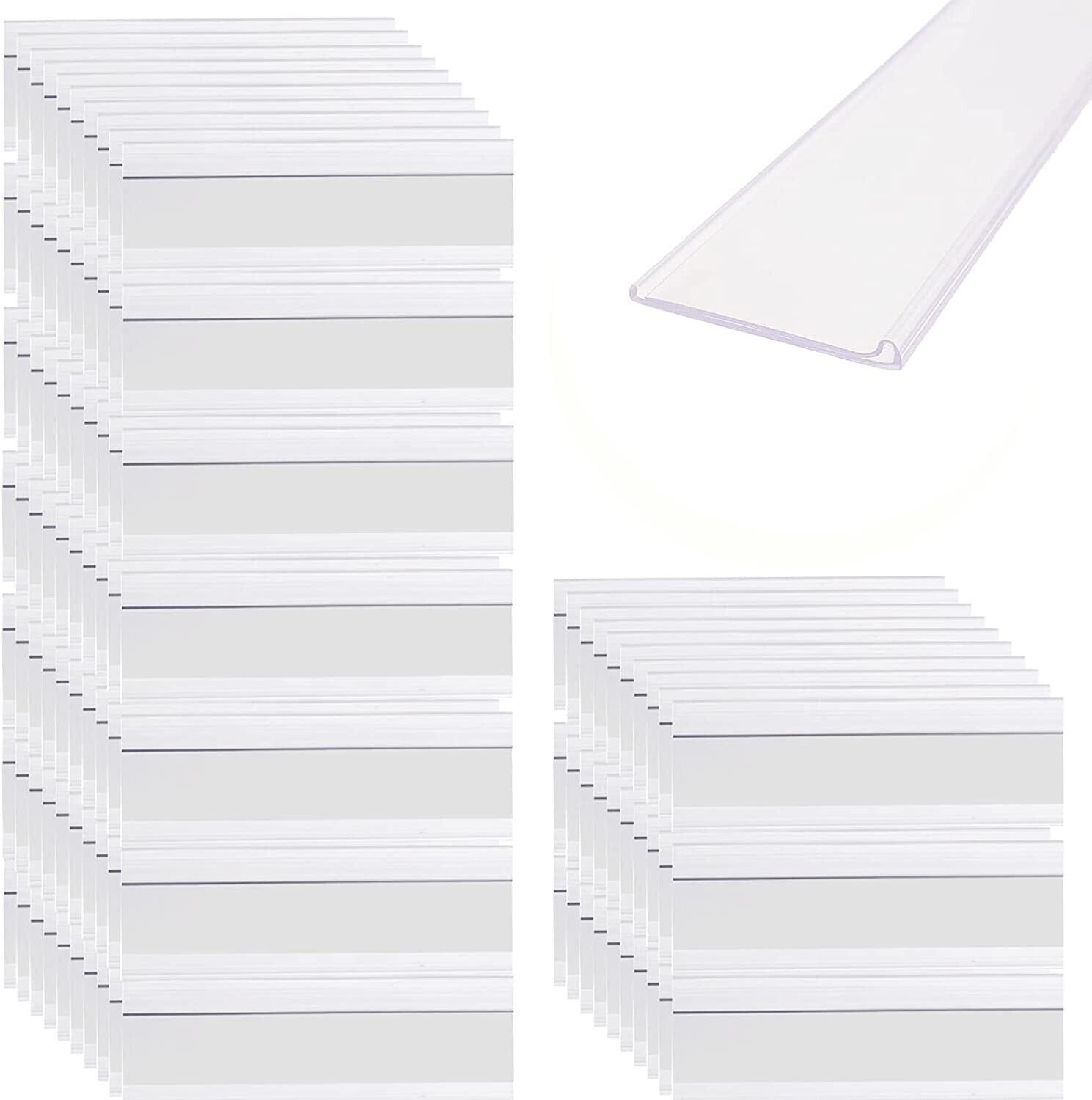 100 Pack Plastic Label Holders 1.2x4.7 Index Cards, Clear Self-Adhesive Pockets