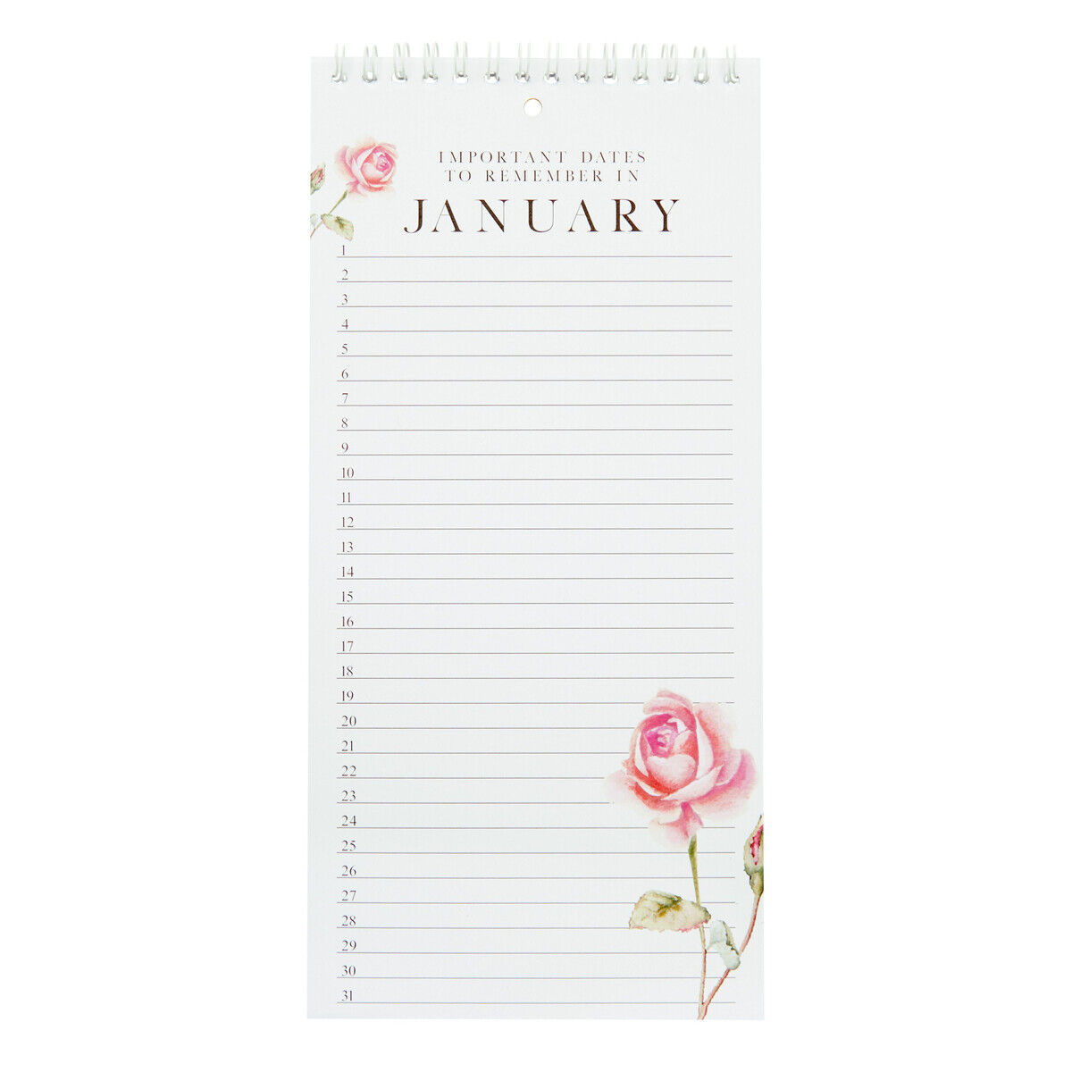 Perpetual Calendar, Daily Monthly Task Birthday Spiral Planner Organizer 5x10 In