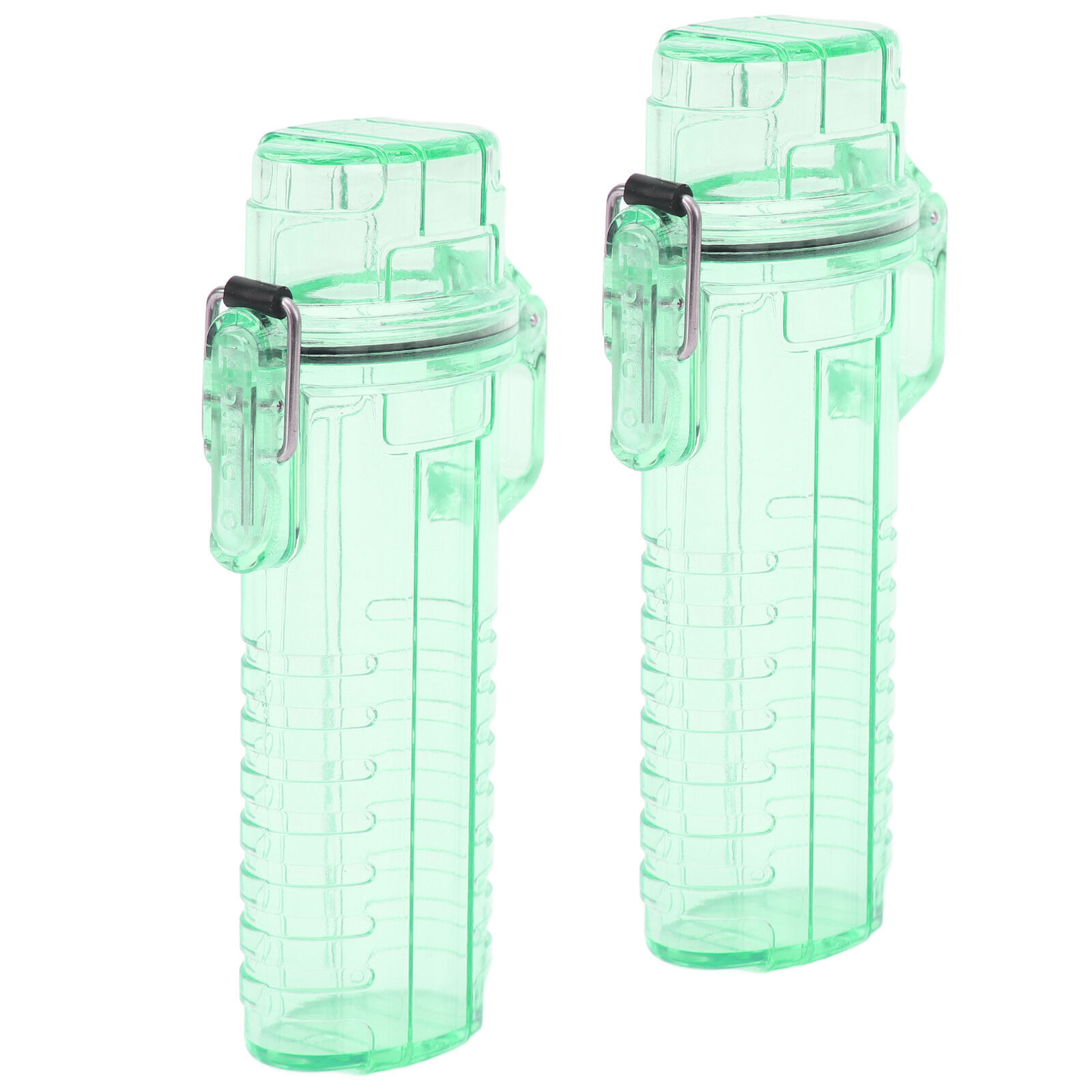 2PCS Waterproof Lighter Case Plastic Lighter Storage Container Transparent Green