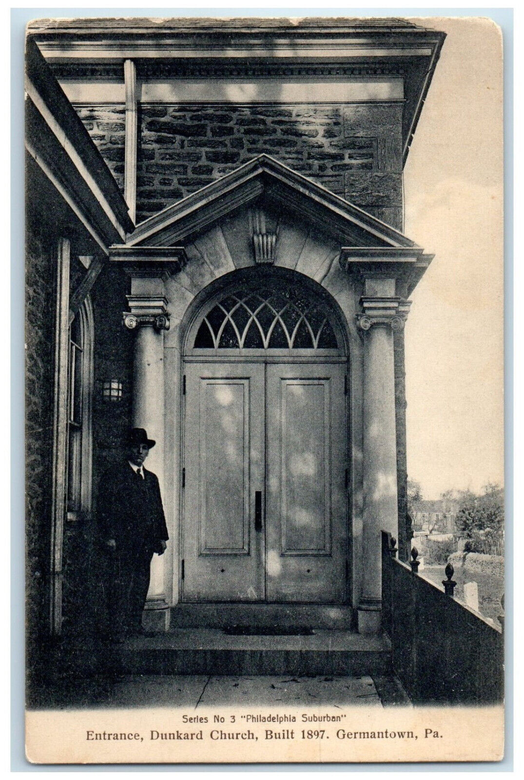 c1940's Entrance Drunkard Church Germantown Pennsylvania PA Vintage Postcard