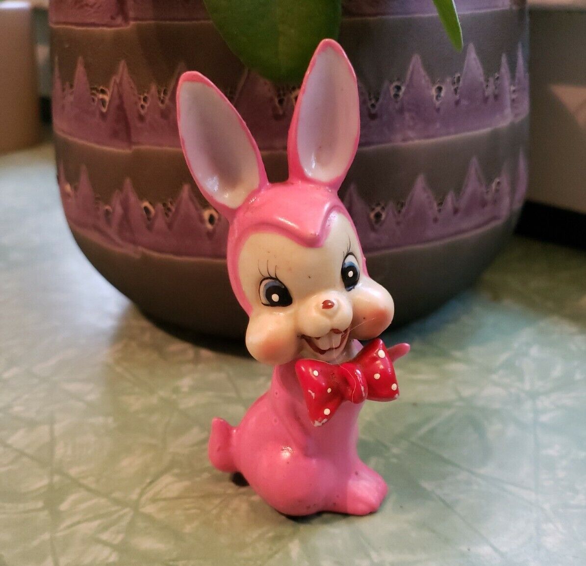 Vintage Arnart Pink Bunny Rabbit Figurine Japan MCM Kitsch