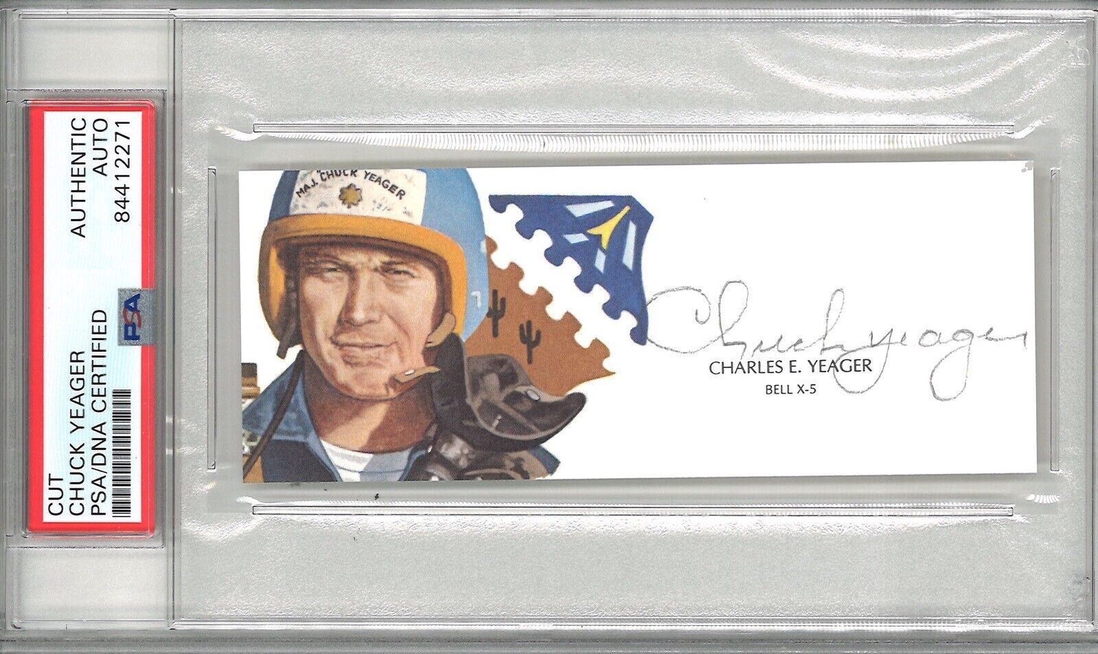 CHUCK YEAGER SIGNED CUT SIGNATURE PSA DNA 84412271 (D) WWII ACE TEST PILOT