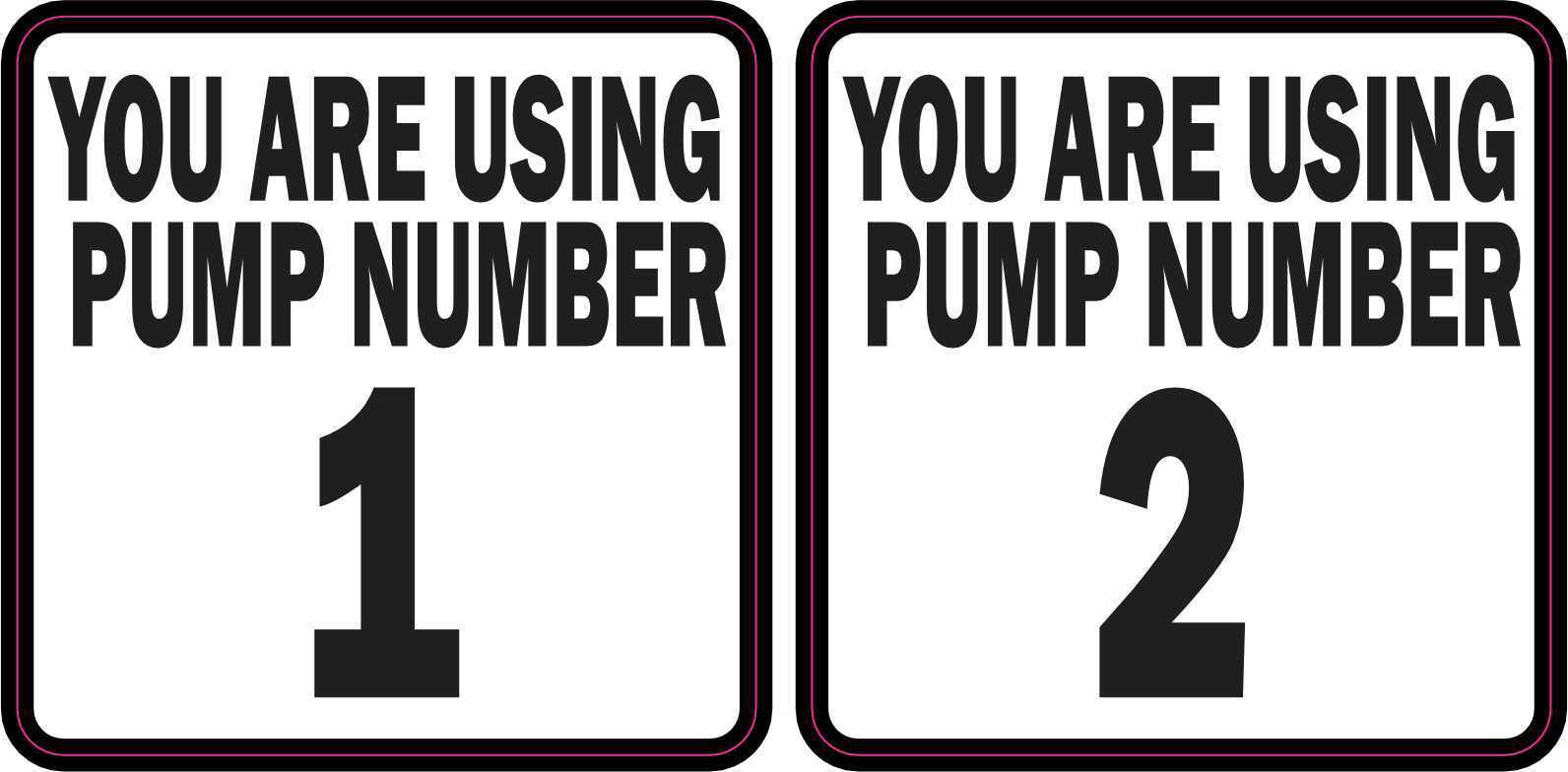 2.5in x 2.5in Pump Number 1 and 2 Vinyl Stickers Business Sign Label Decals