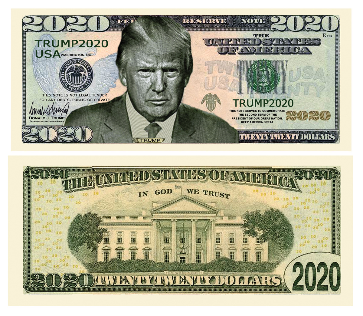 Donald Trump 2020 Serious Business Dollar Bill MAGA Novelty Money with Holder