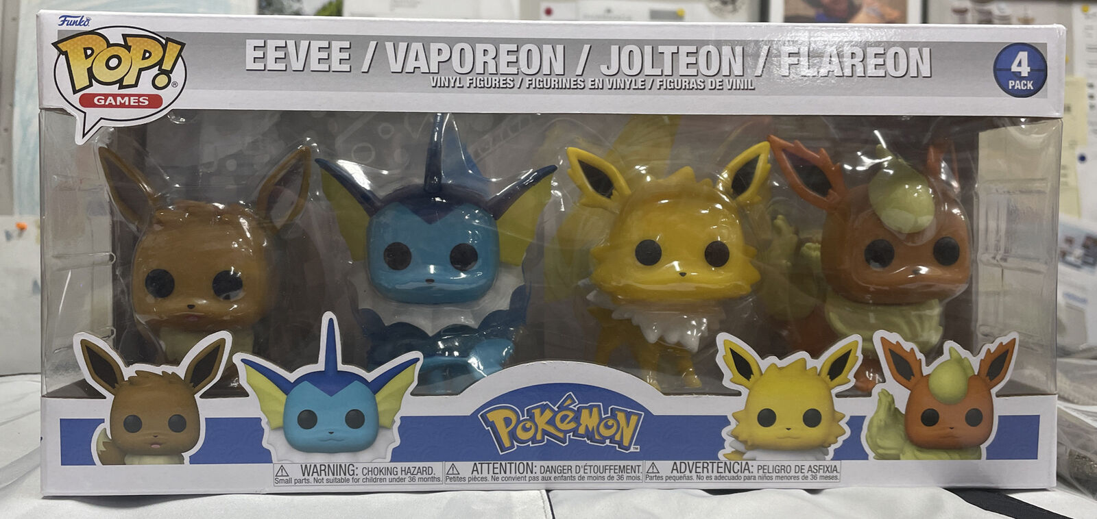 Funko Pop Pokemon Eevee/Vaporeon/Jolteon/Flareon COSTCO Exclusive 4 Pack NEW