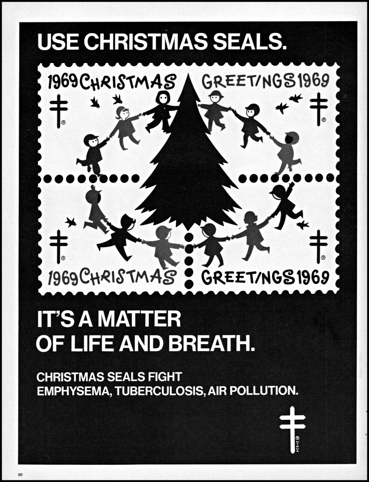 1969 Christmas seals greetings fight lung disease vintage photo Print Ad adL11
