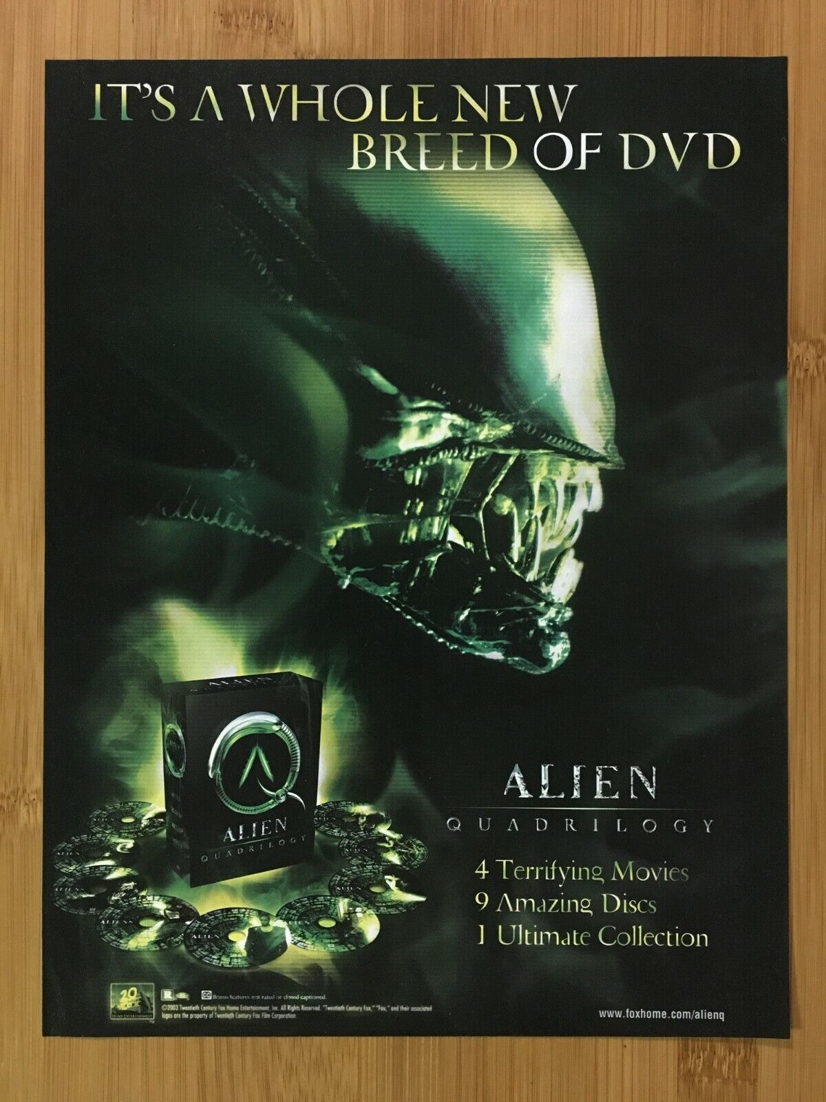 2003 Alien Quadrilogy Print Ad/Poster Official DVD/Bluray Promo Xenomorph Art
