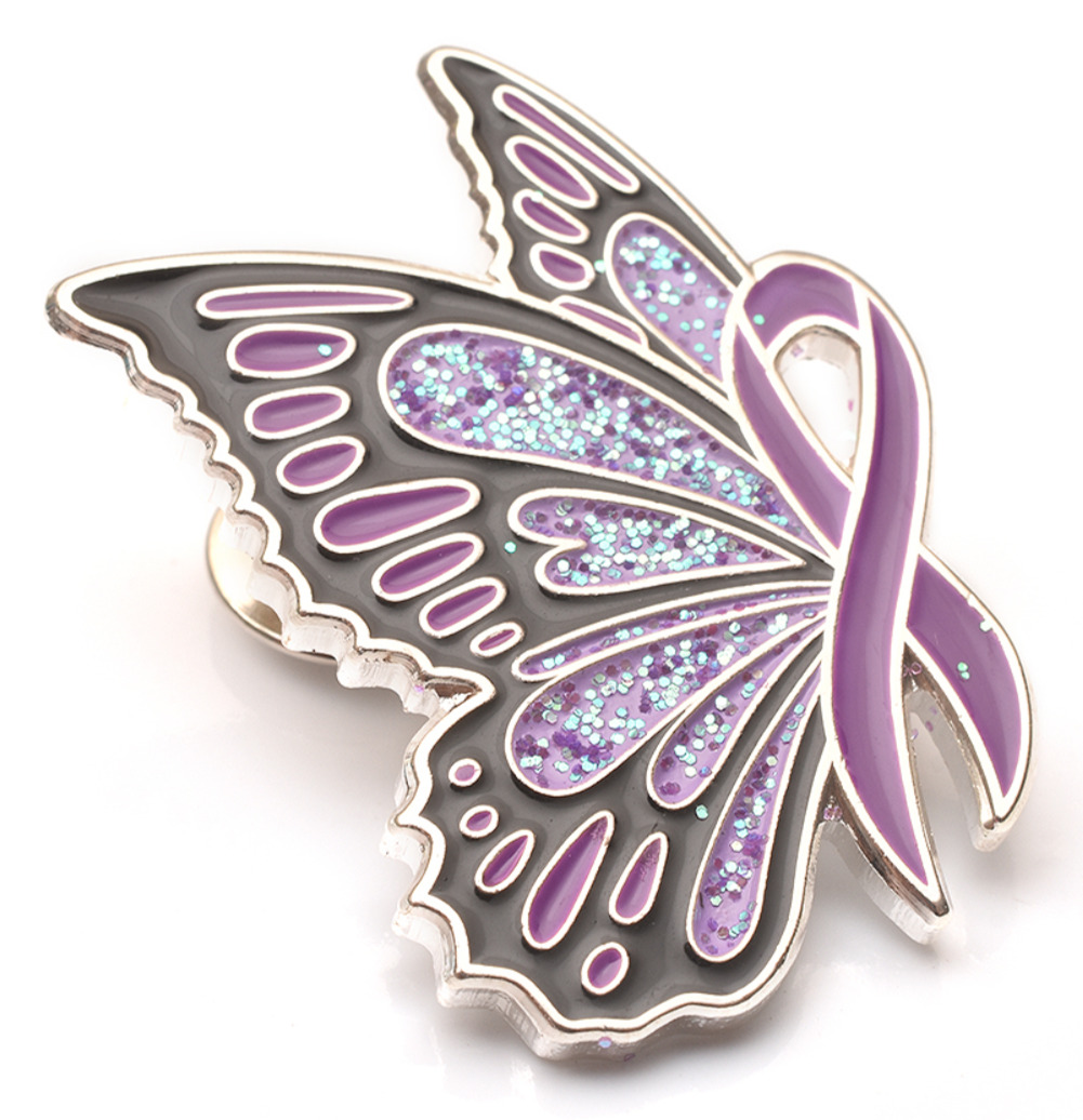 Domestic Violence Awareness Butterfly, Purple Ribbon, Lapel Pin