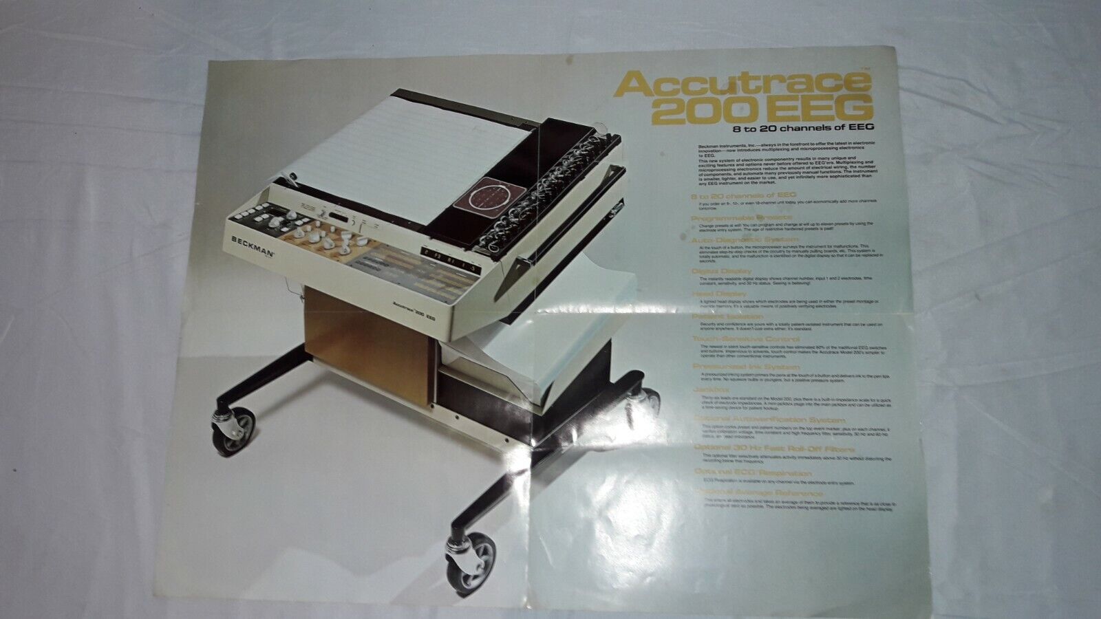 1970s Beckman Instruments Inc. Accutrace 200 EEG Computer Advertising Poster
